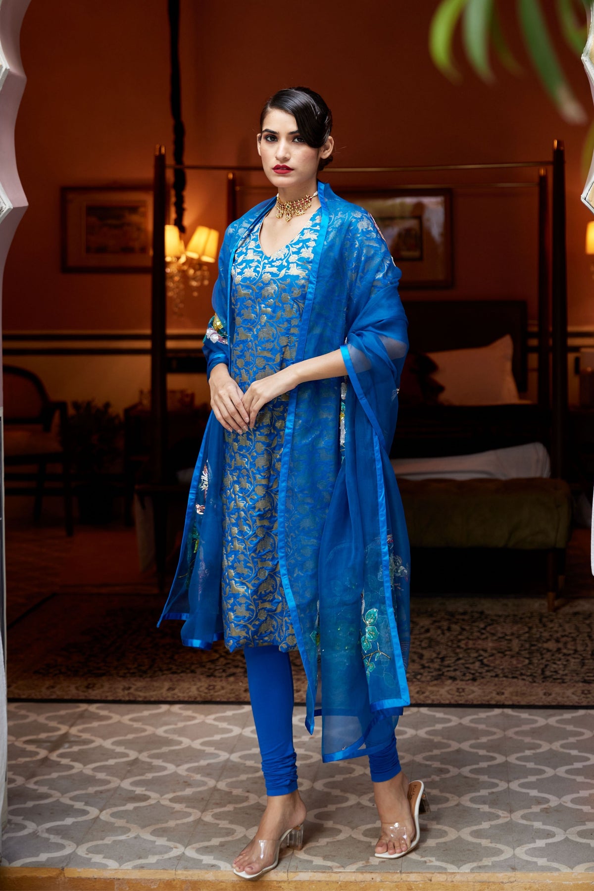 Gulafsha Blue Kurta Set