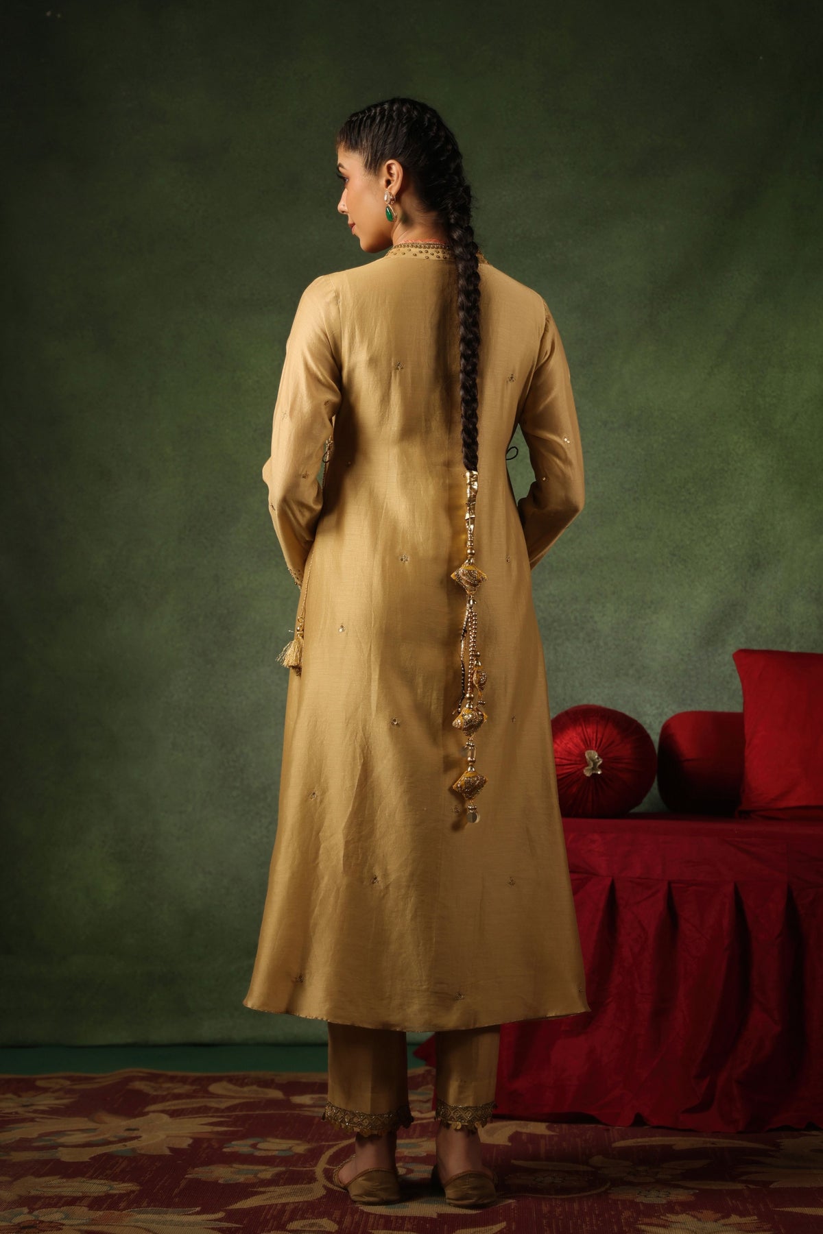 Beige Paan Buta Kurta Set