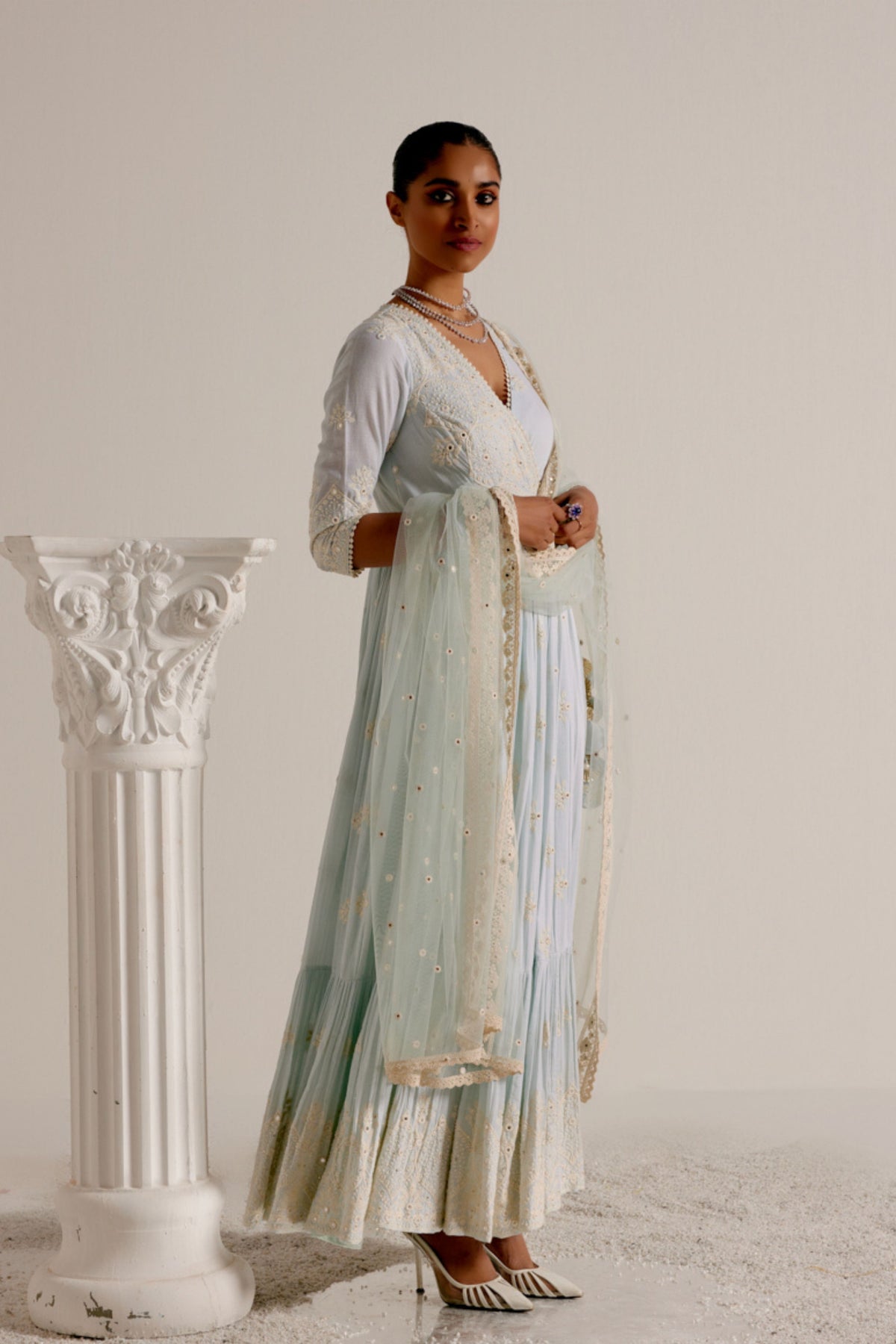 Ice Blue Ambi Anarkali Set