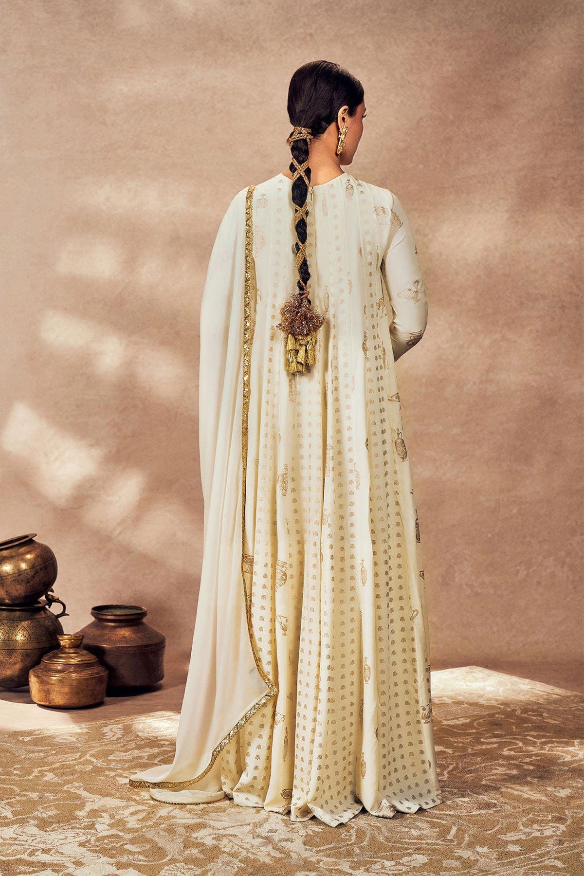 Ivory Potters Touch Anarkali Set