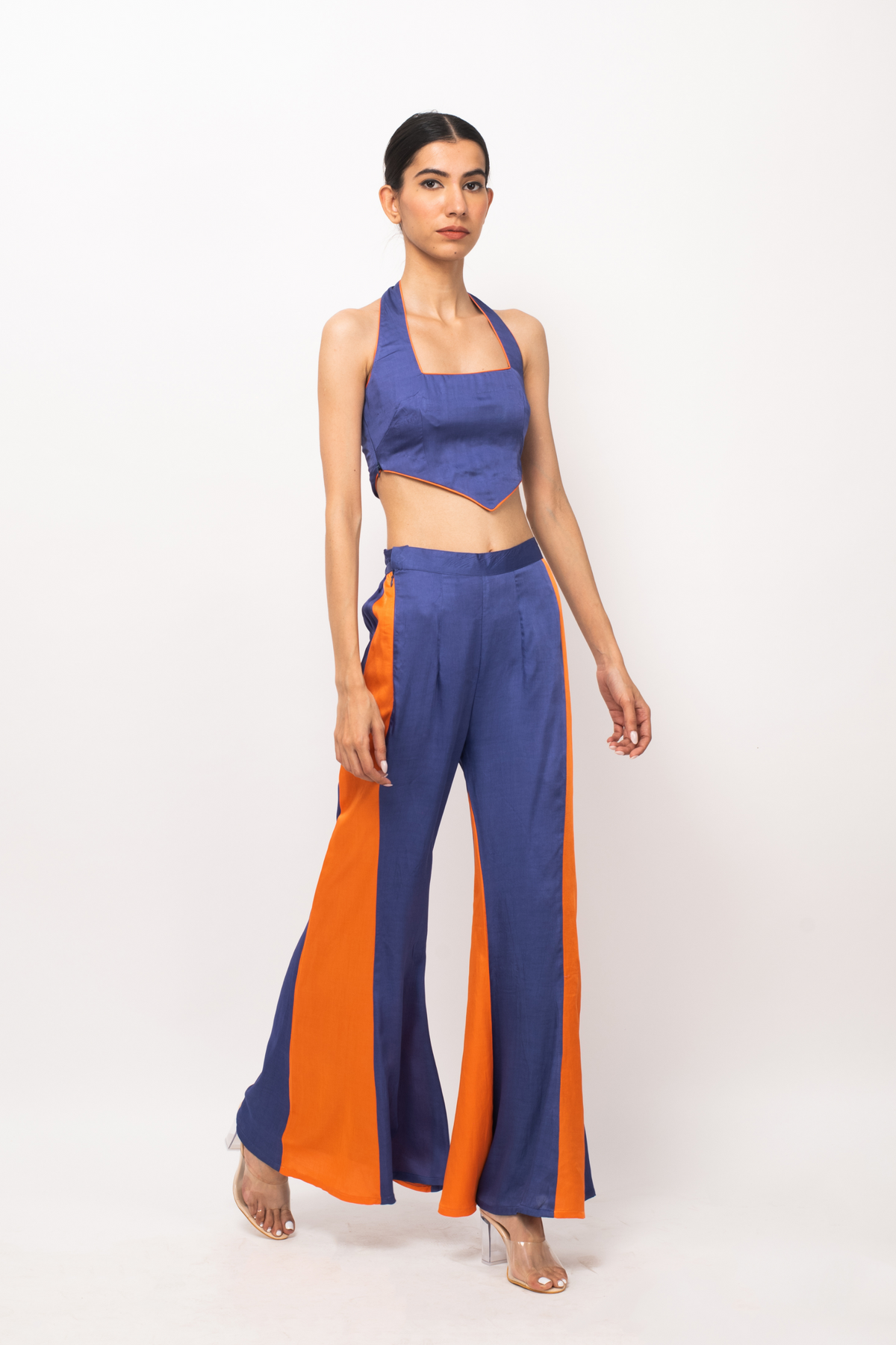 Blue and Orange Halter Neck Set