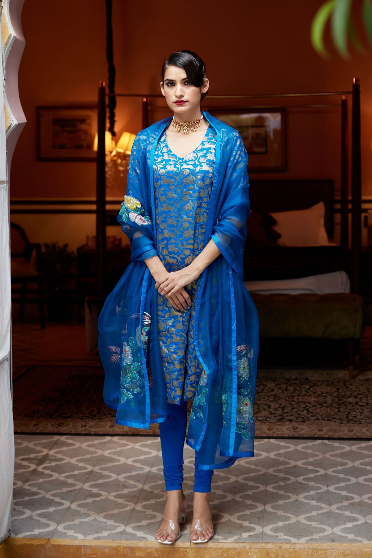 Gulafsha Blue Kurta Set