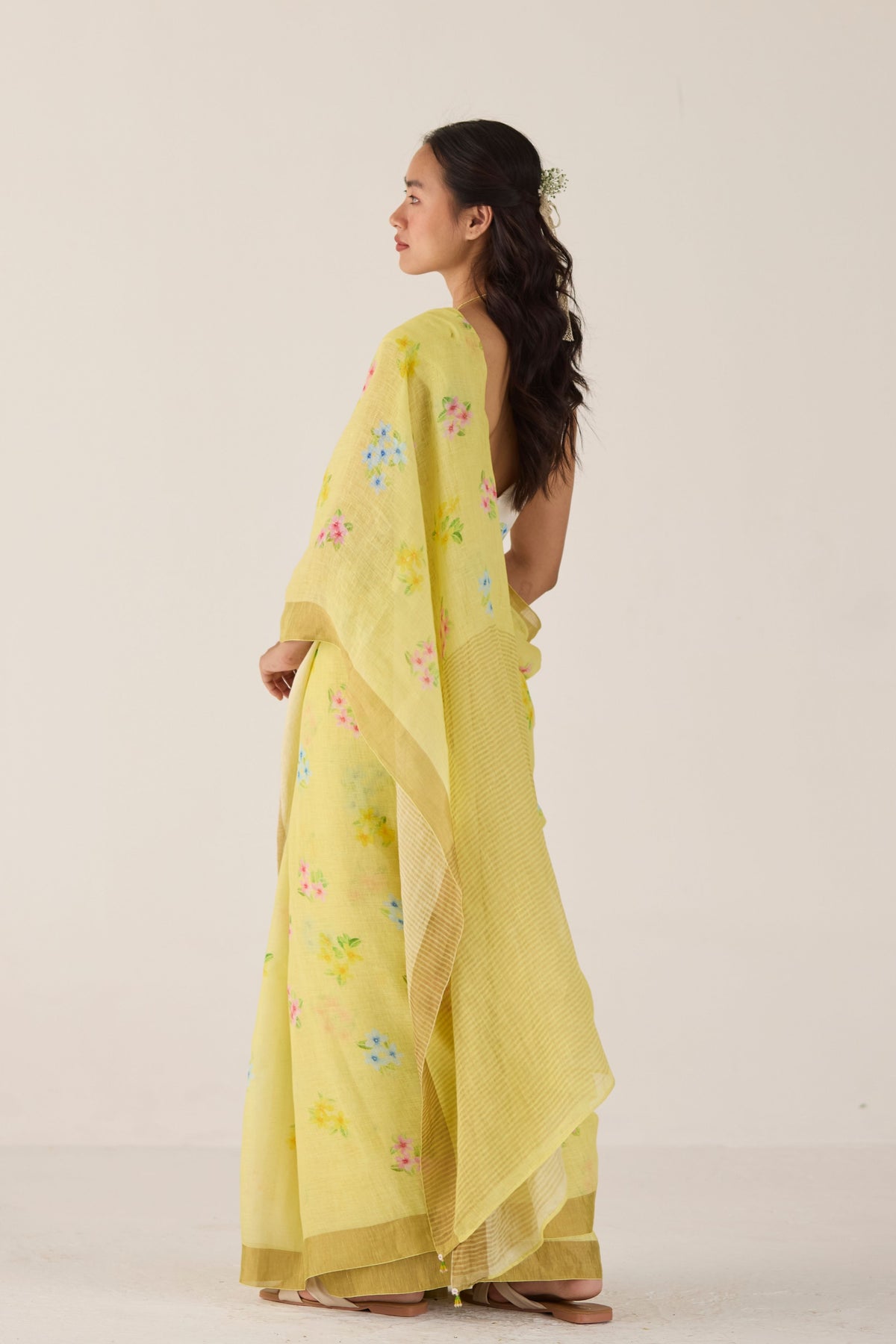 Periwinkle Yellow Sari