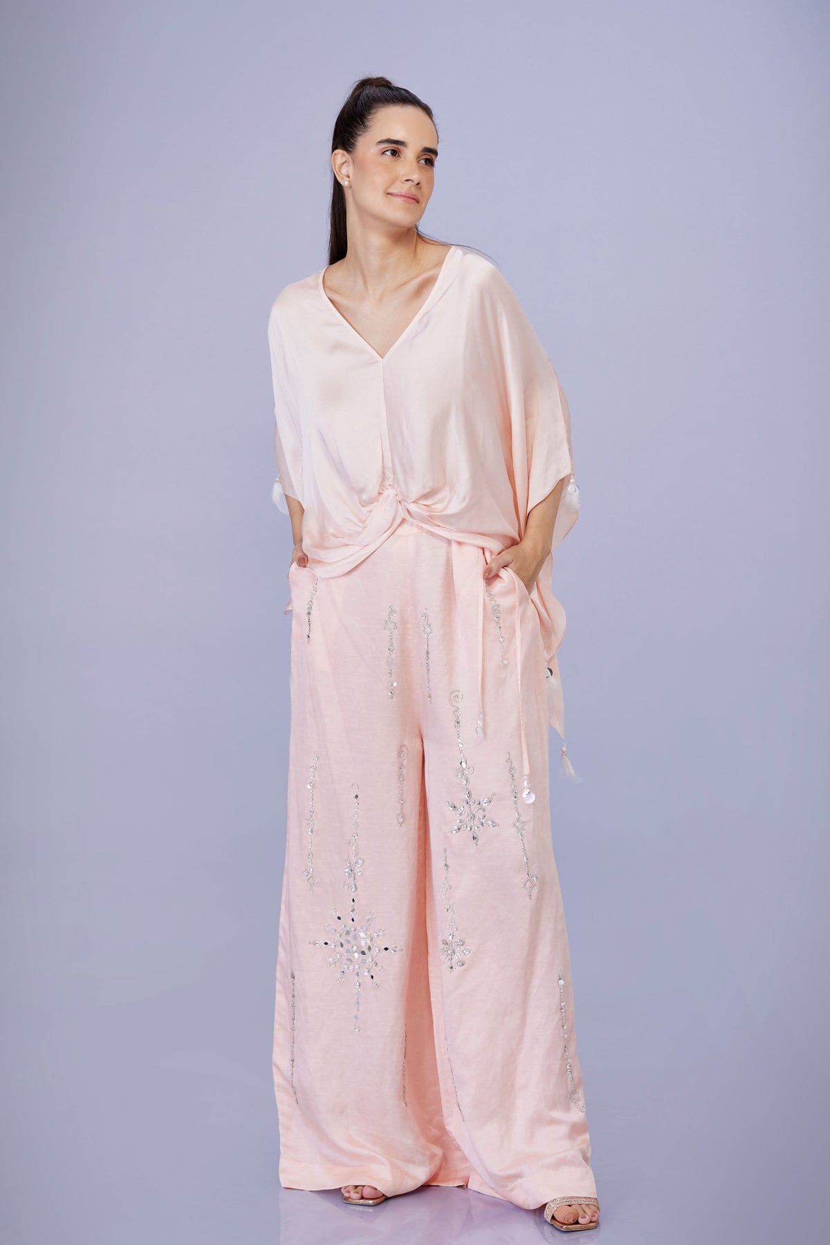 Light Peach Draped Kaftan