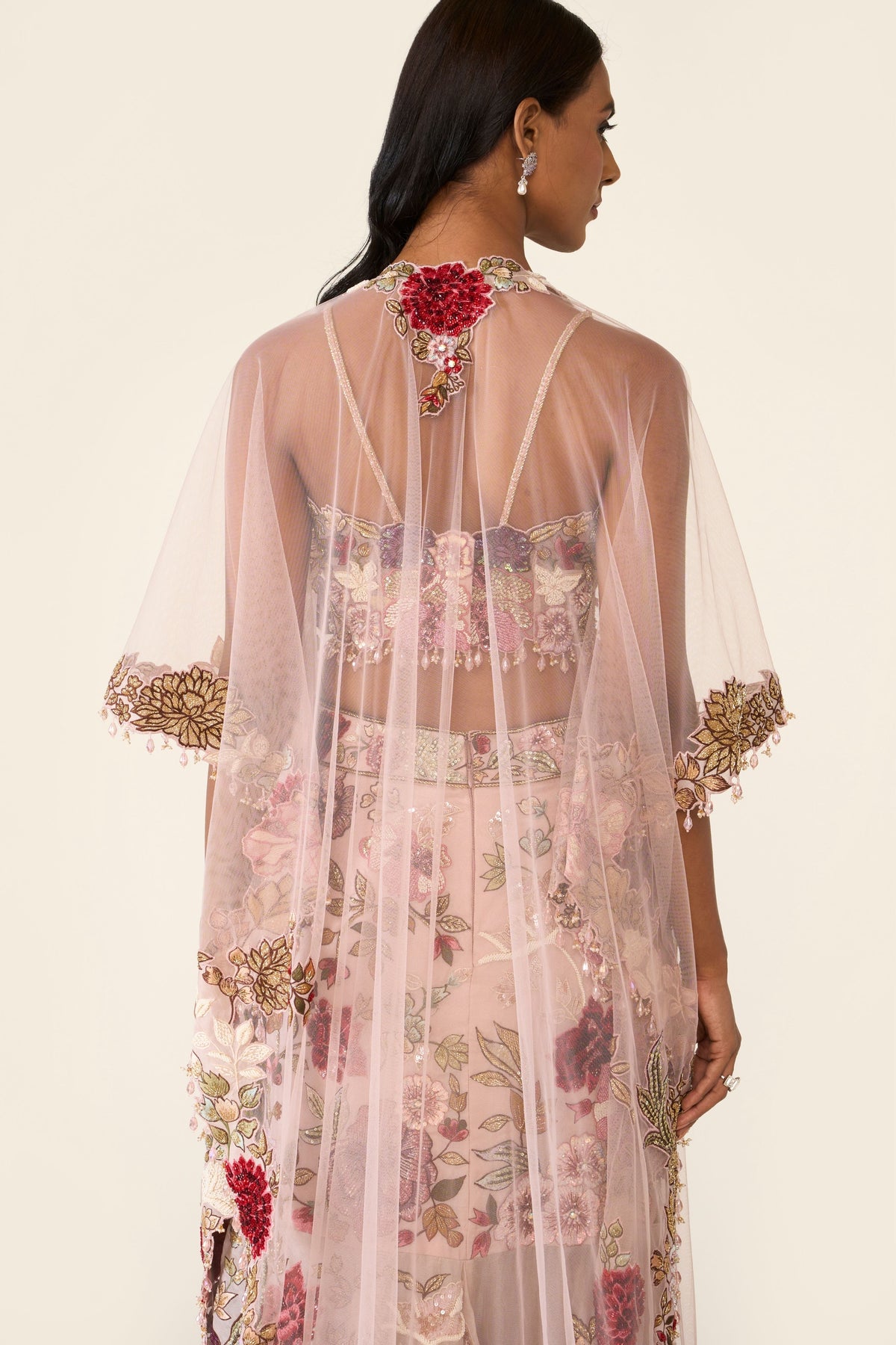 Pink Embroidered Cape