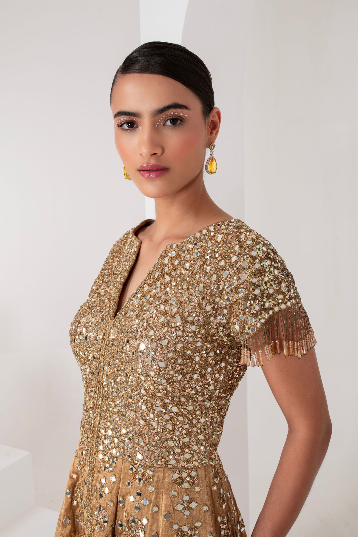 Gold Embellished Sharara Set