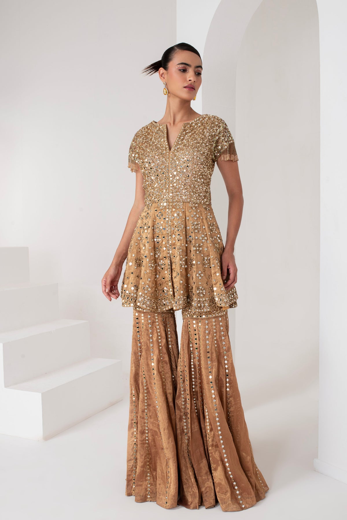 Gold Embellished Sharara Set