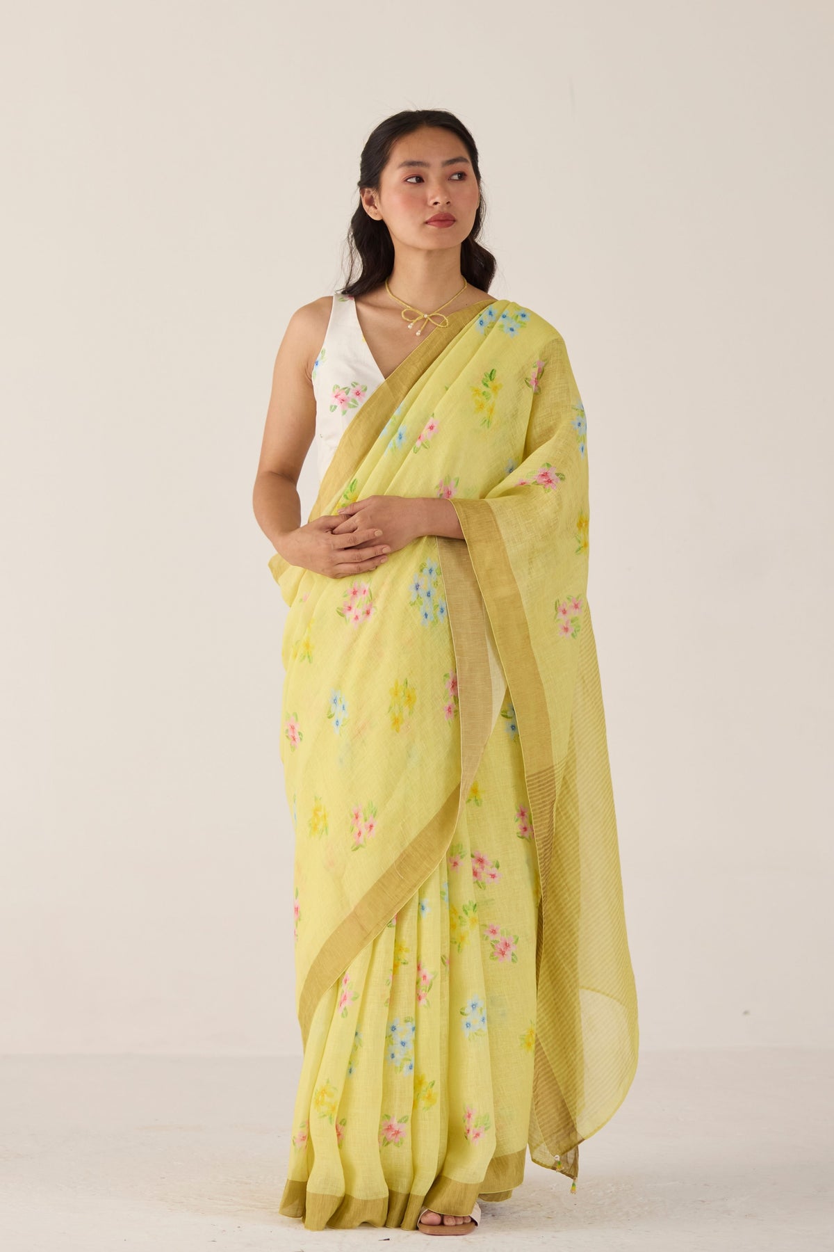 Periwinkle Yellow Sari