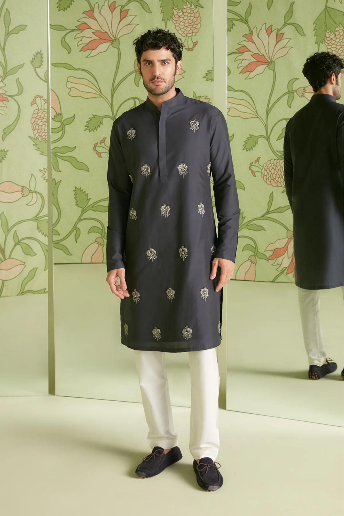 Charcoal grey kurta set