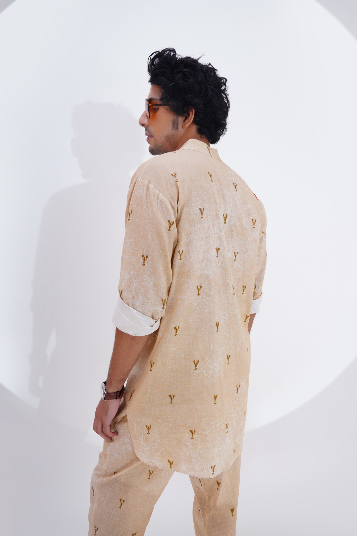 Beige Lobster Printed Kurta Set