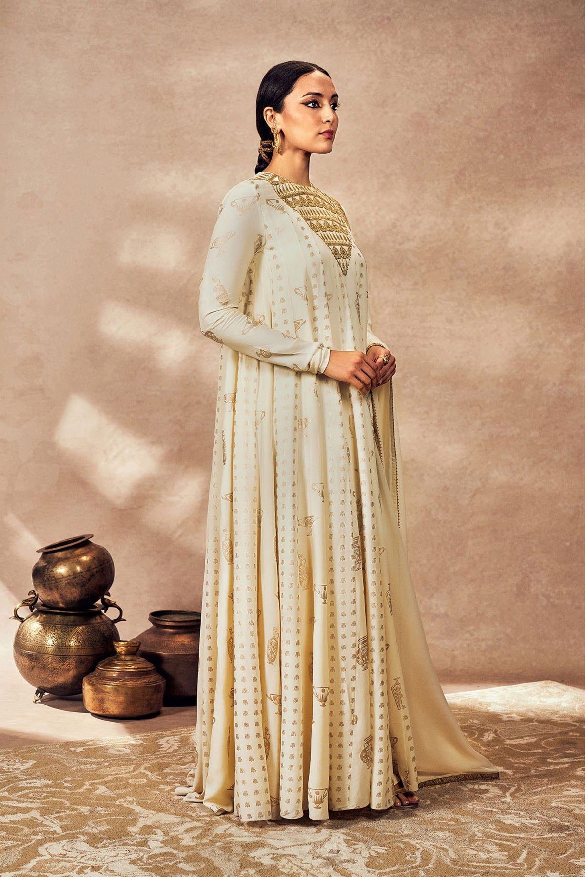 Ivory Potters Touch Anarkali Set