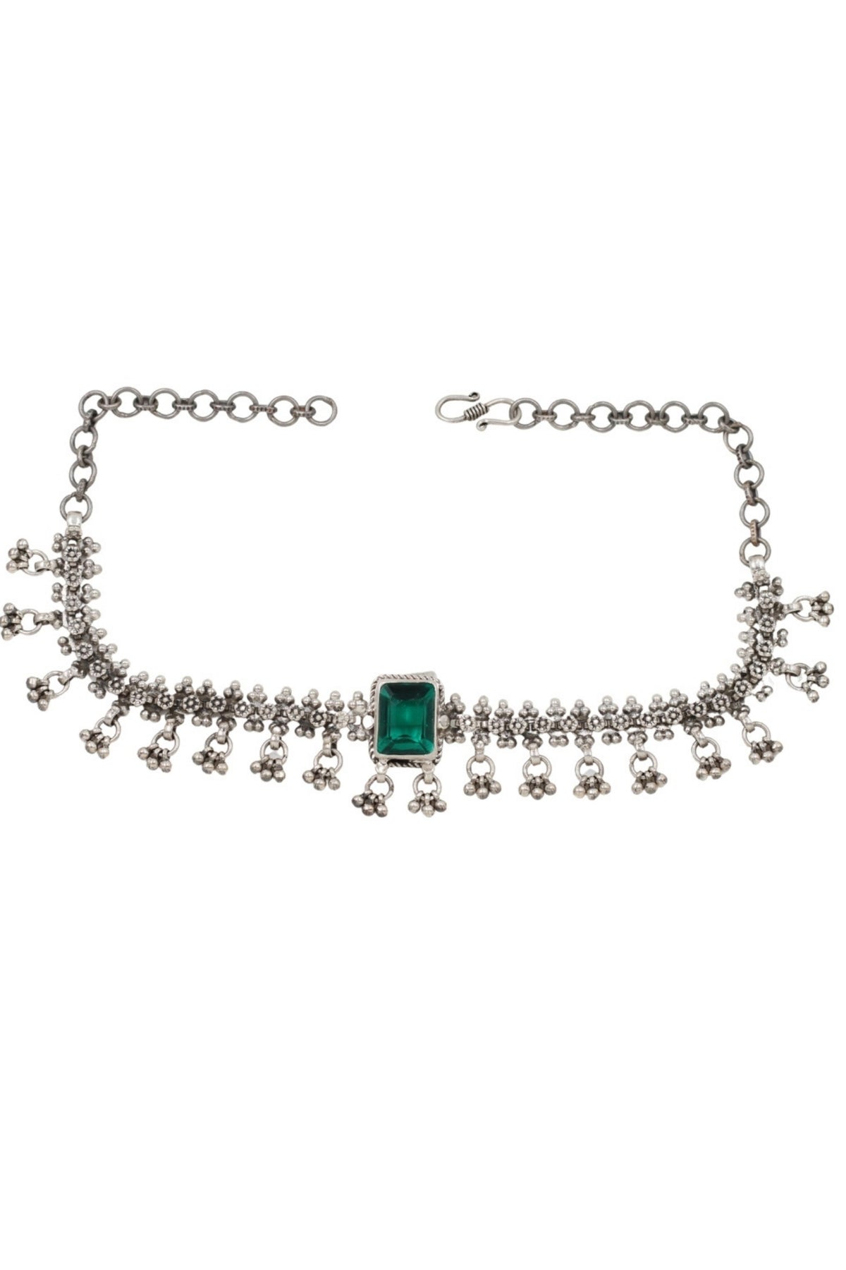 Emerald Silver Necklace in Green