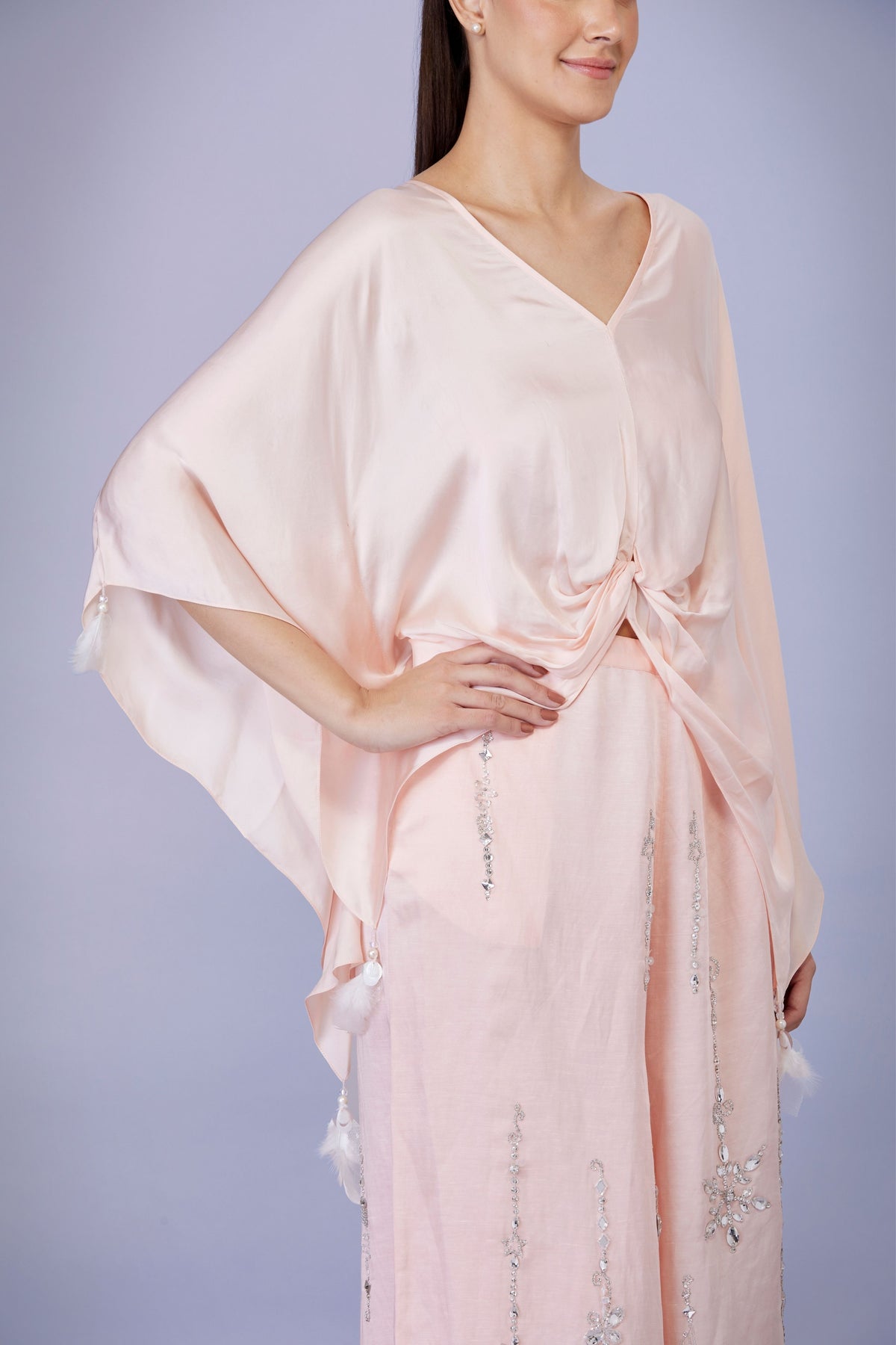 Light Peach Draped Kaftan