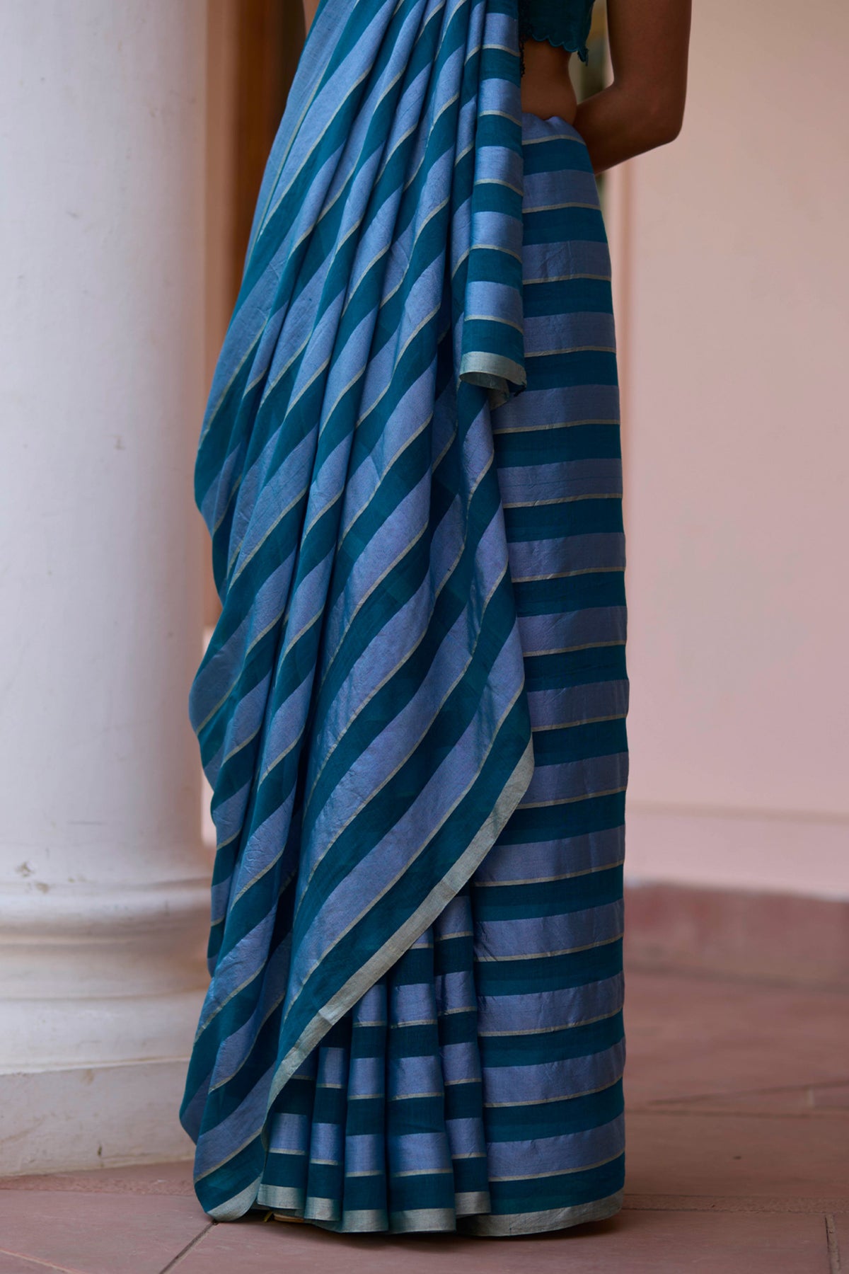 Solo Symphony Teal Saree