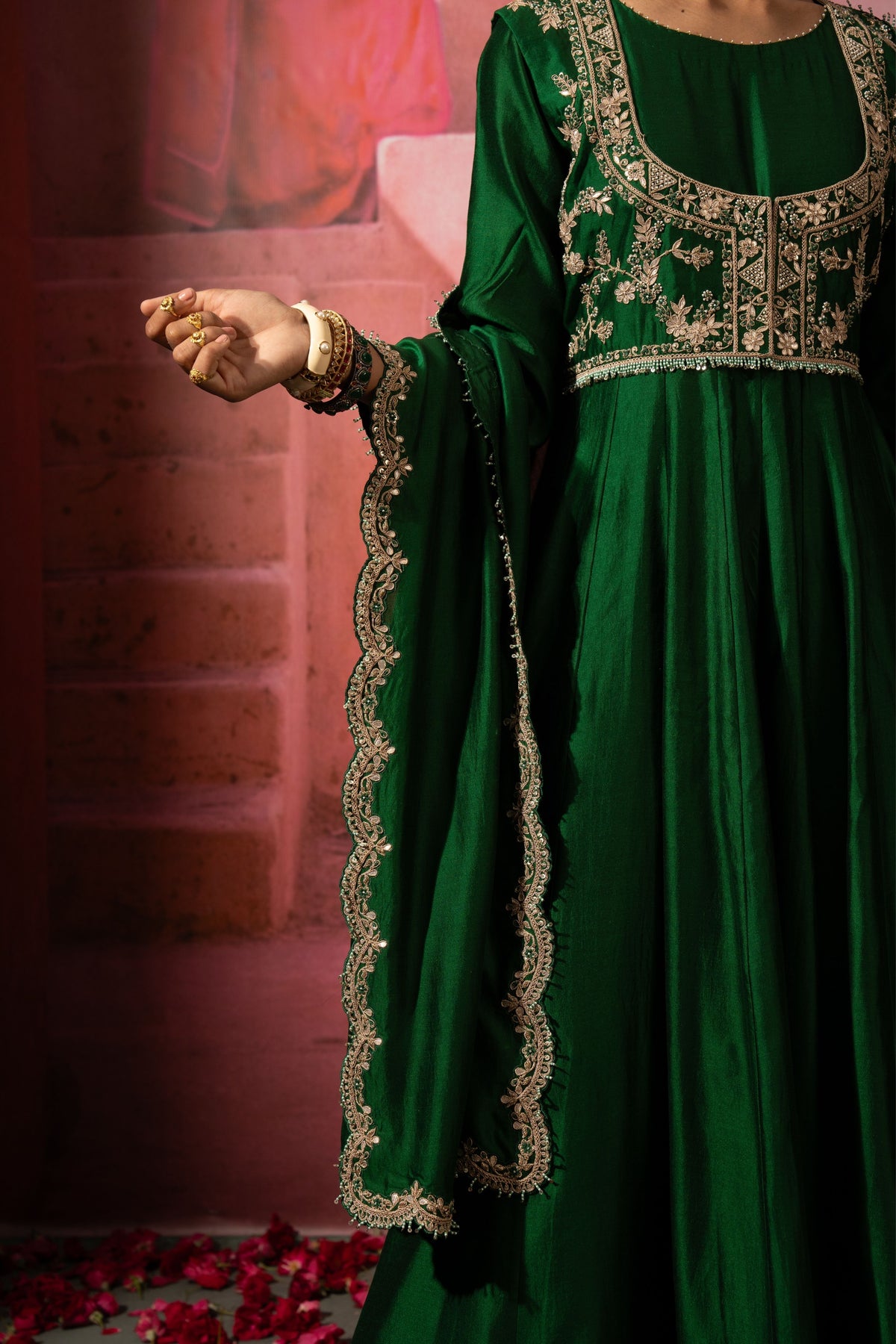 Green Jodha Jacket Anarkali