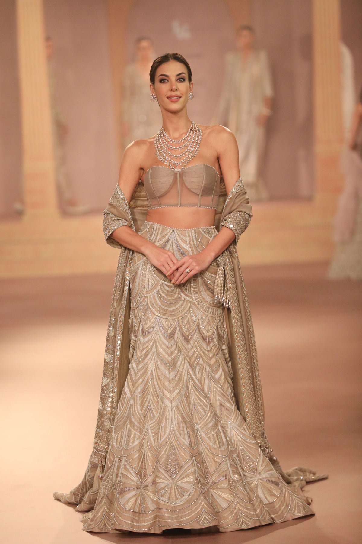 Beige Pearl Lehenga Set