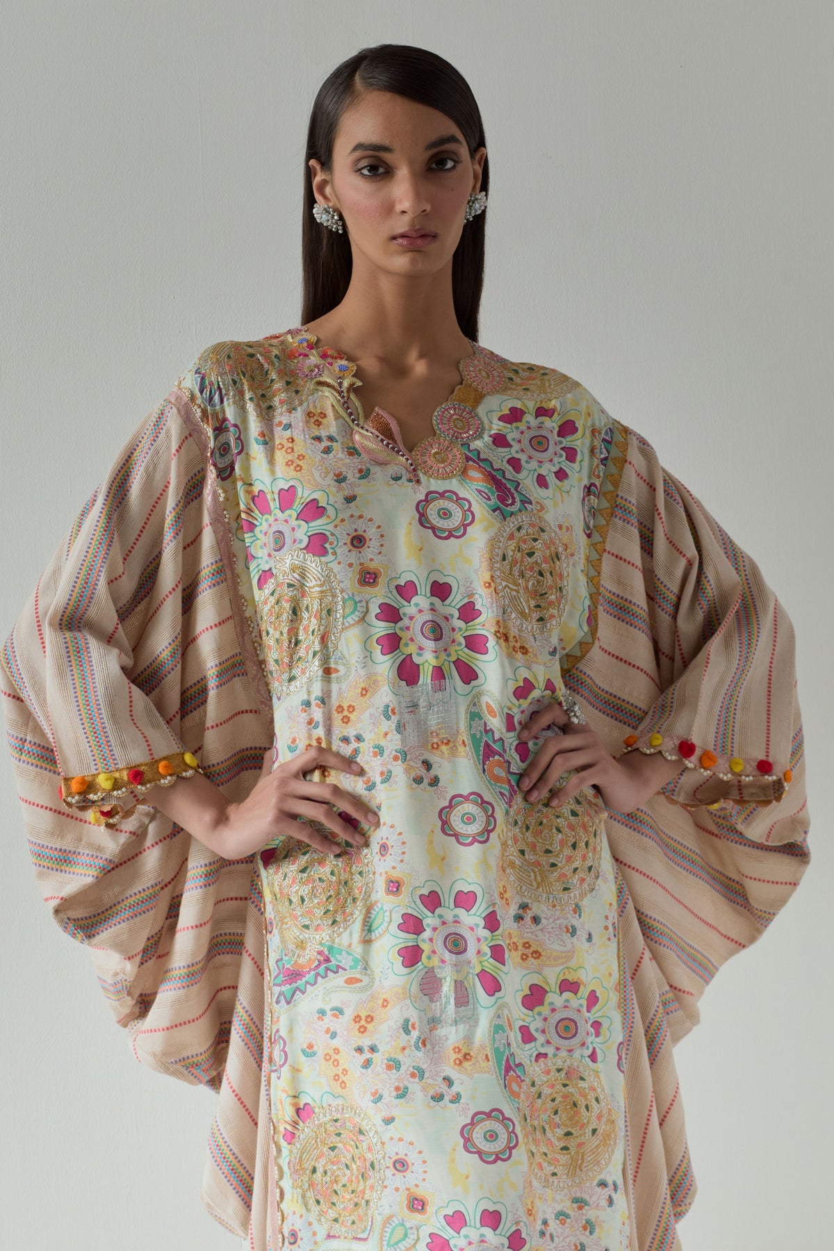 Printed White Kaftan