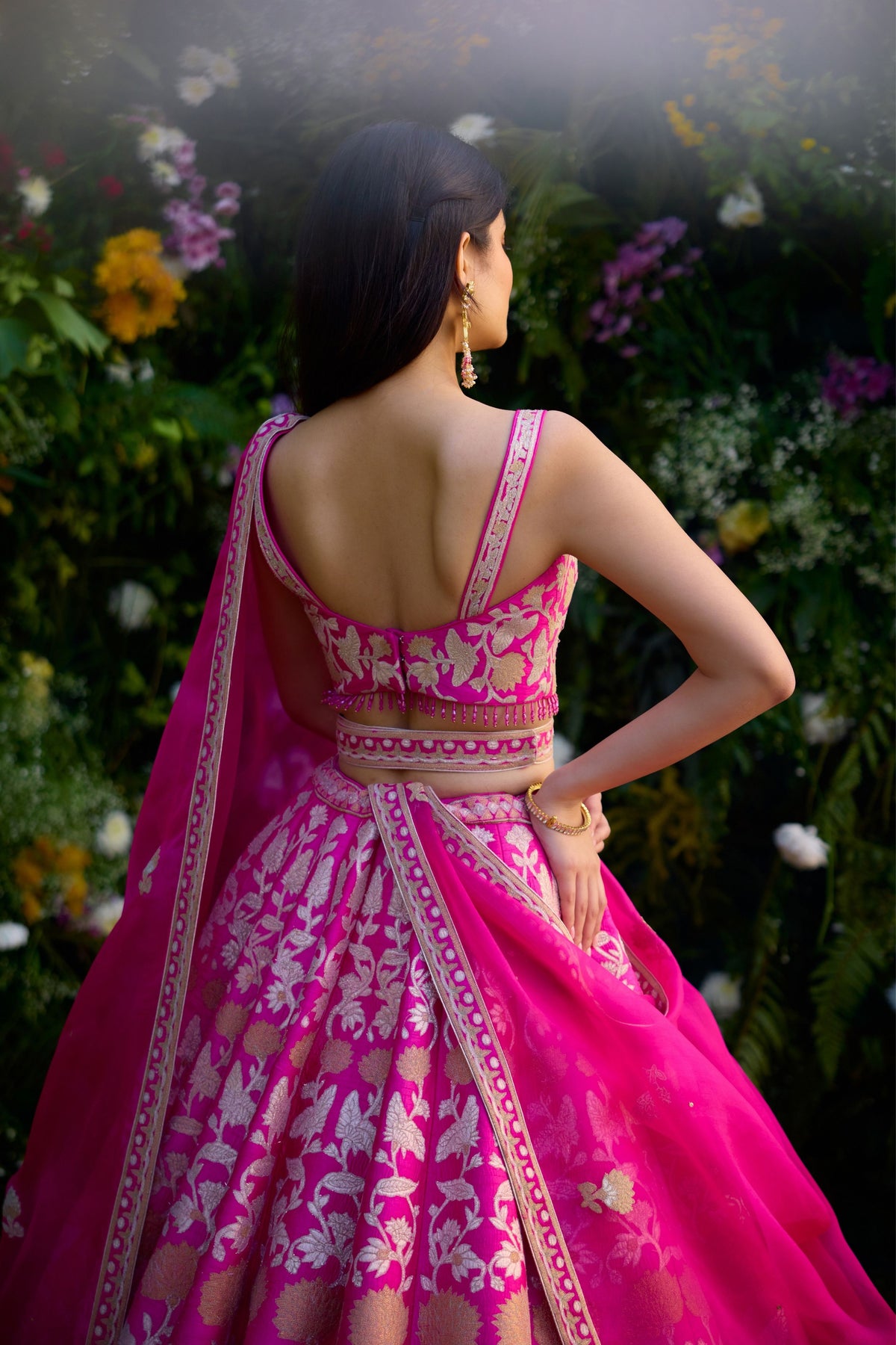 Embroidered Fuschia Pink Lehenga Set