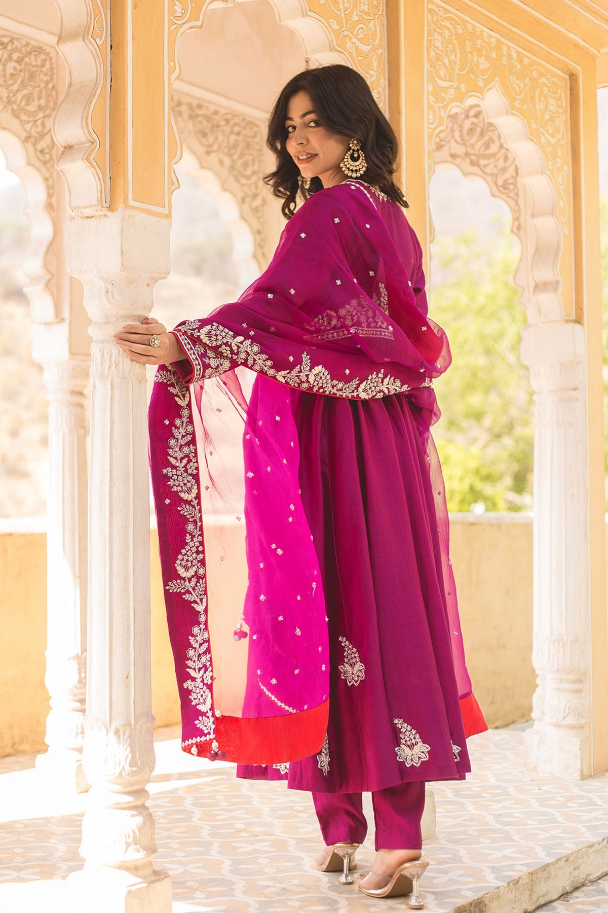 Magenta Anarkali Set