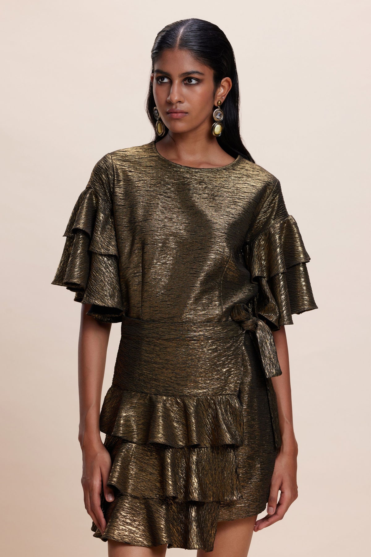 Golden Ruffle Dress