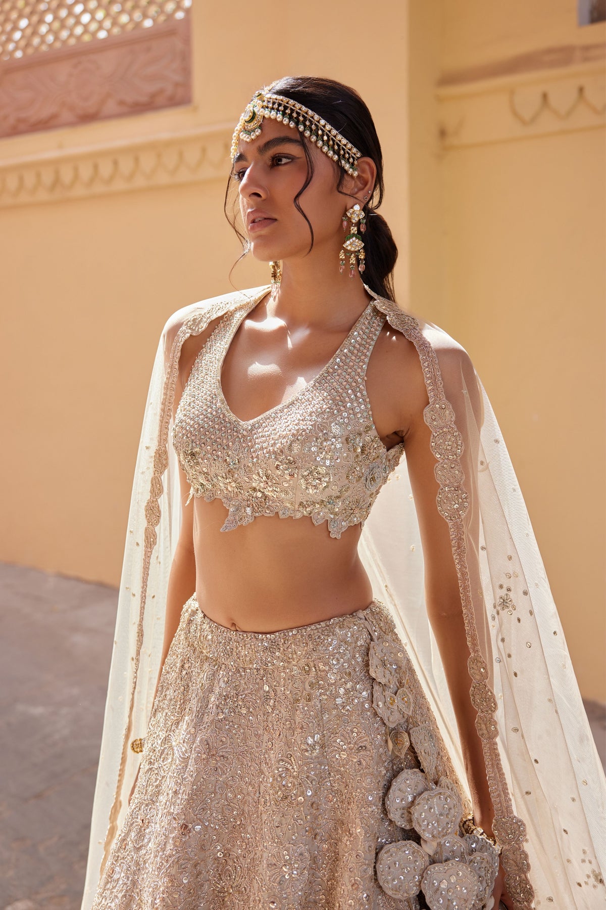 Beige Champagne Lehenga