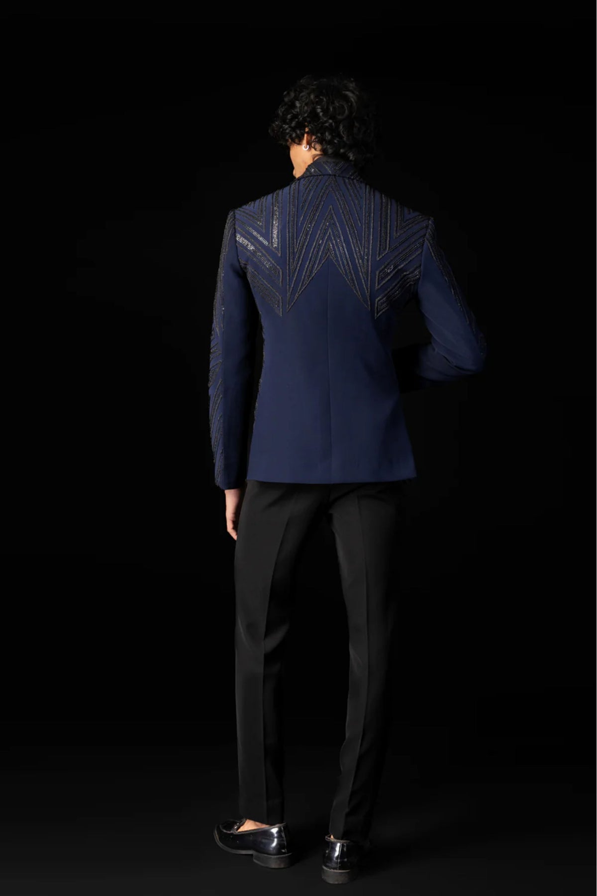 Blue Linear Tuxedo Set