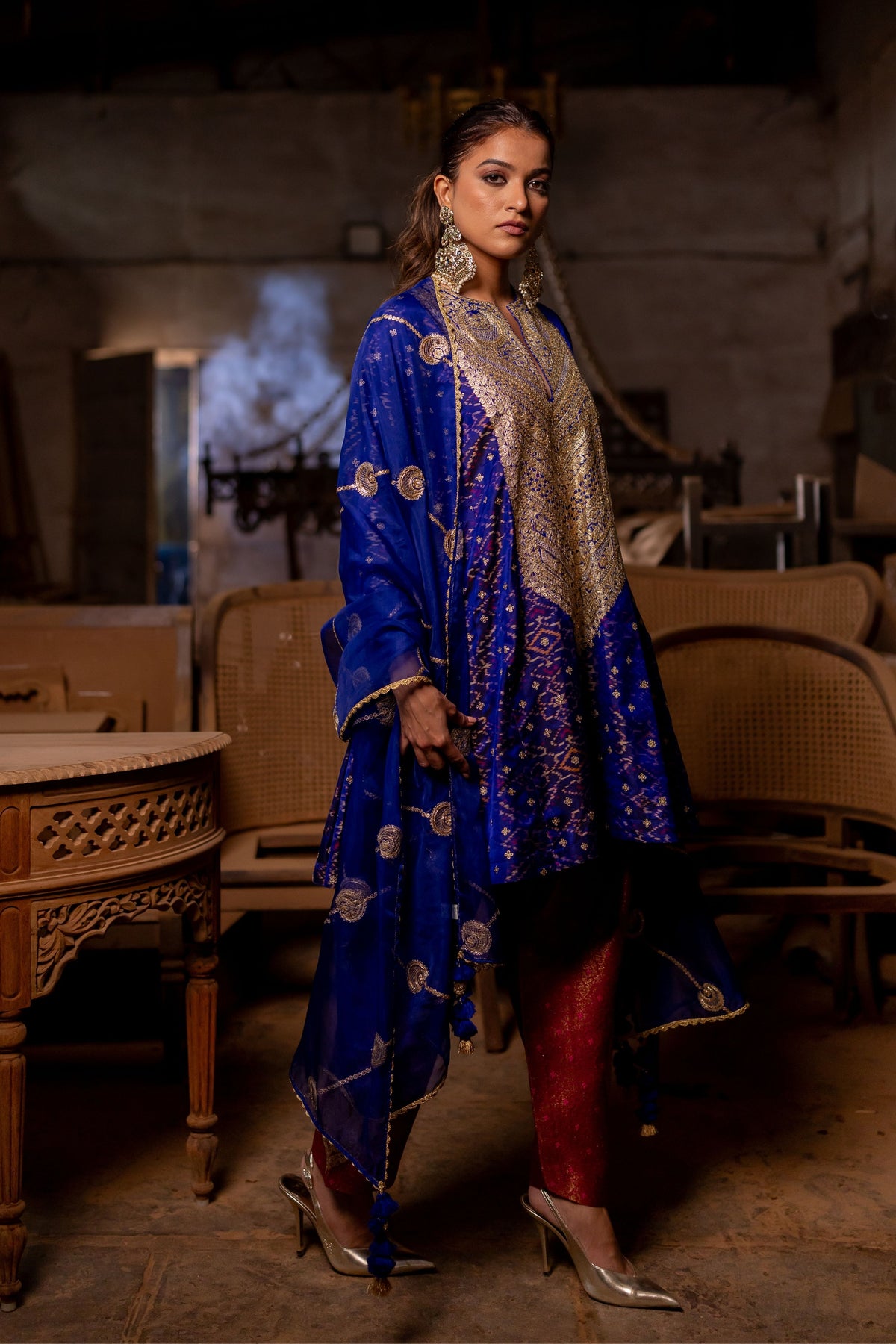 Blue Short Kurta With Salwar