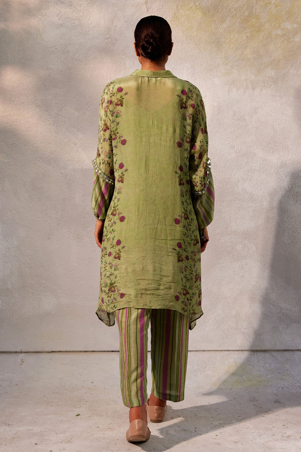 Pista Green Printed Tunic Set