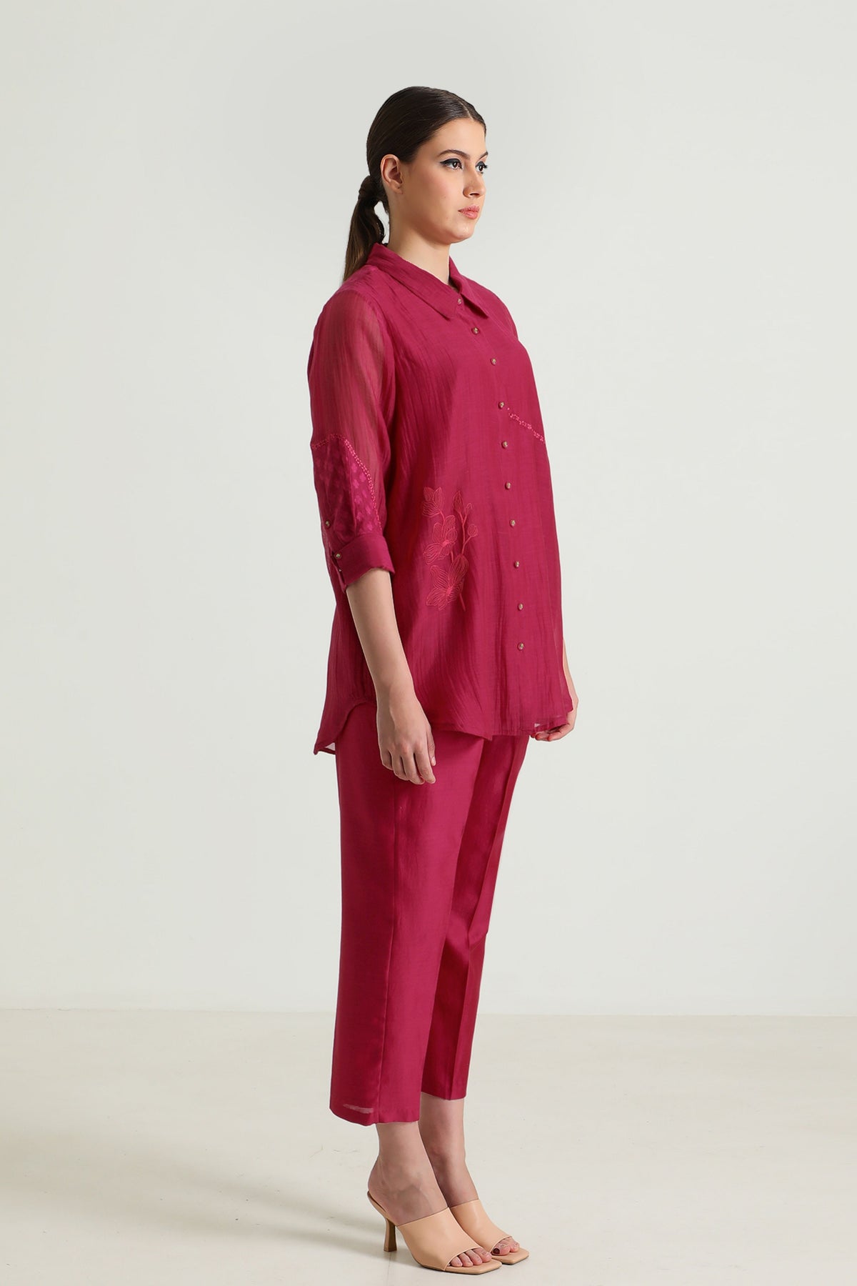 Fuchsia Shirt and Pant Set