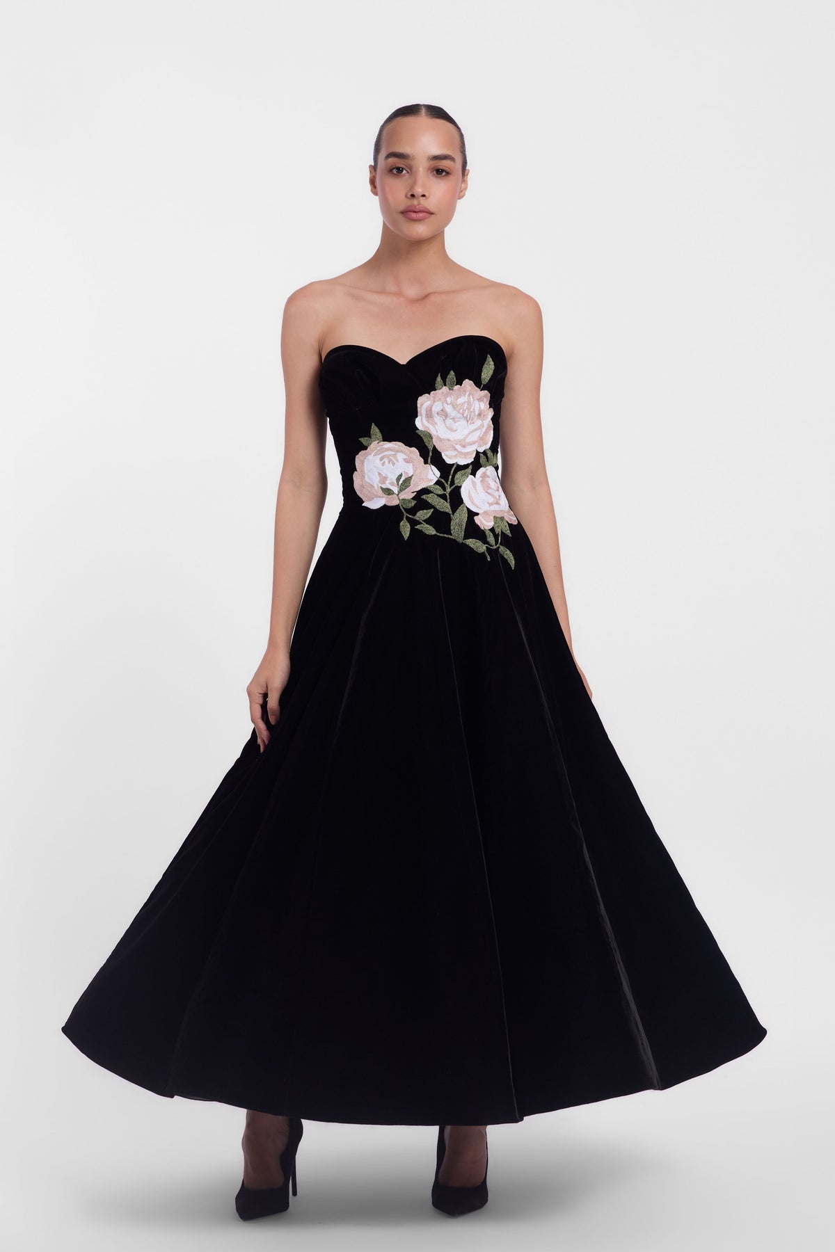 Strapless Velvet Midi