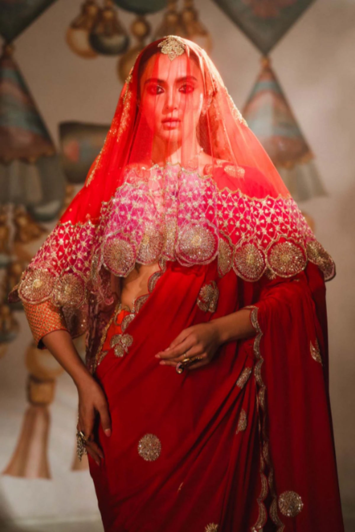 The Rooh Afza Saree With Veil