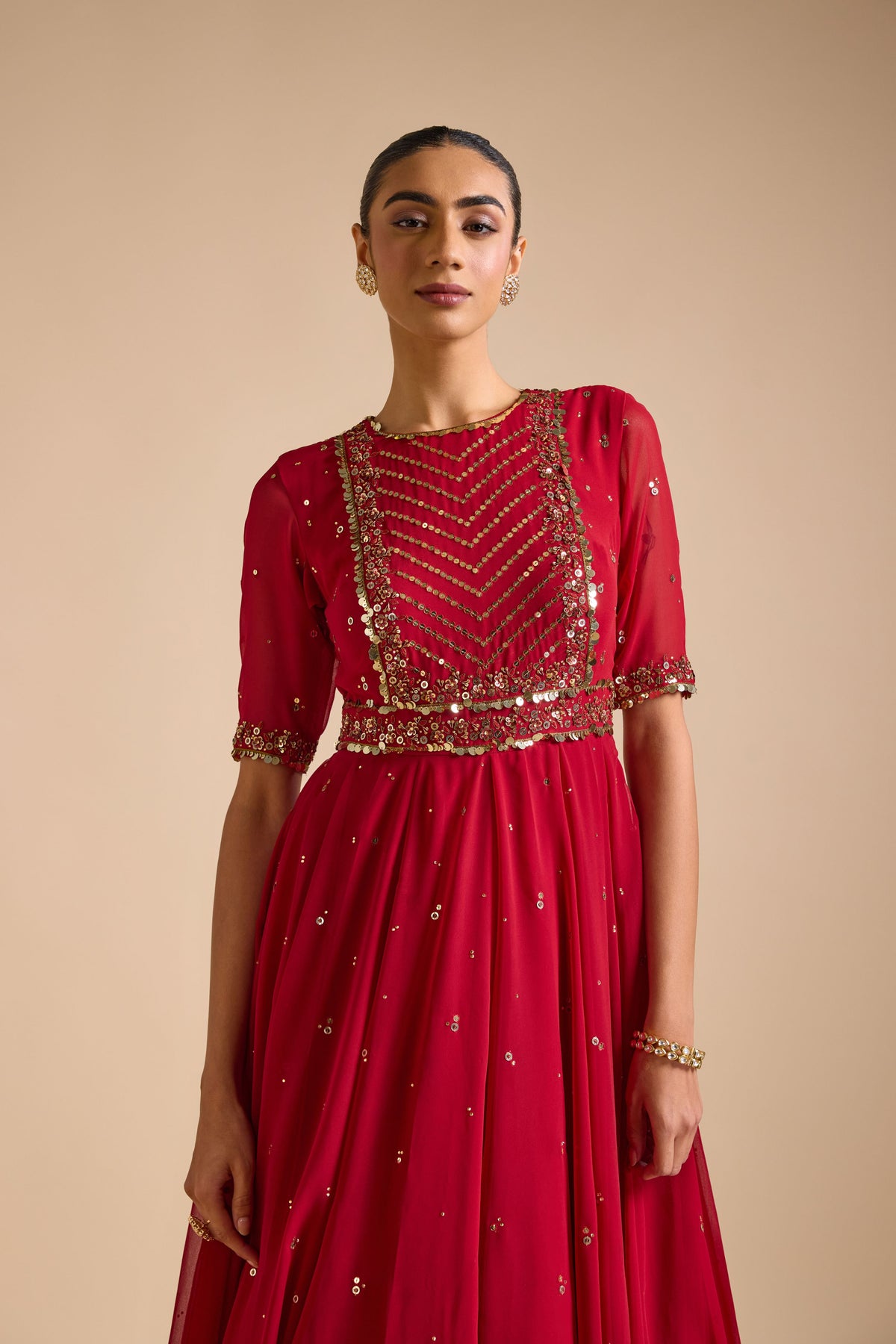 Red Anarkali Set