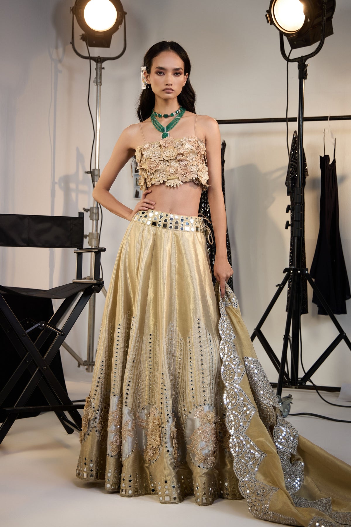 Banarasi Brocade Gold Lehenga Set