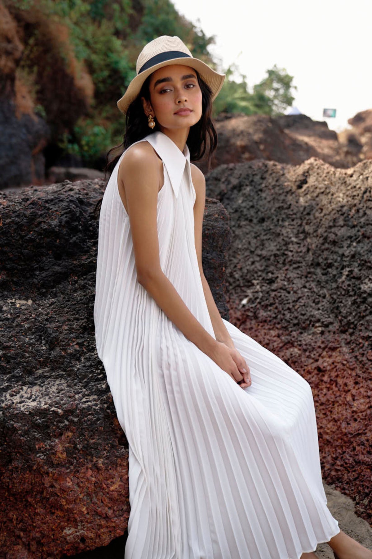 White Pleated Dress