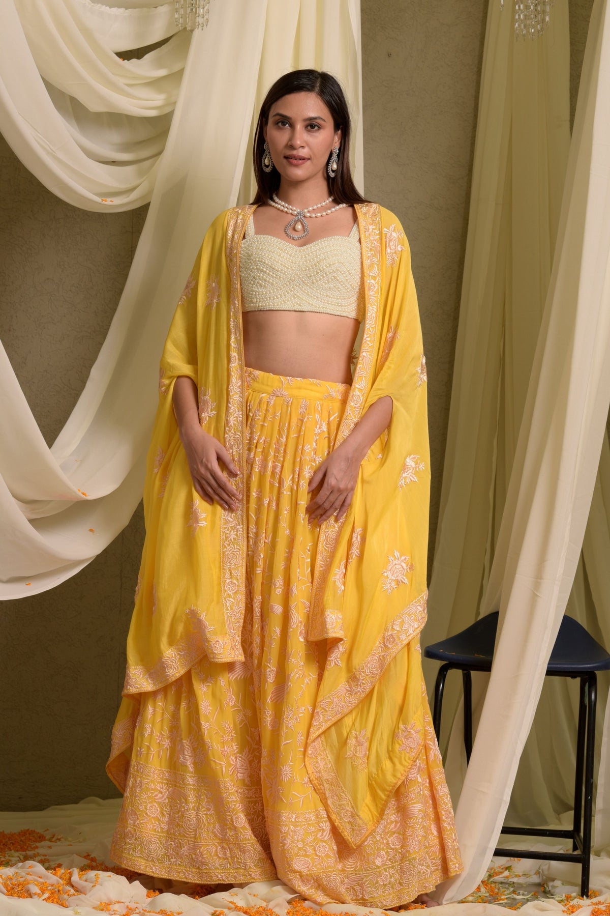 Reyna Gara Yellow Glazed Lehenga Set