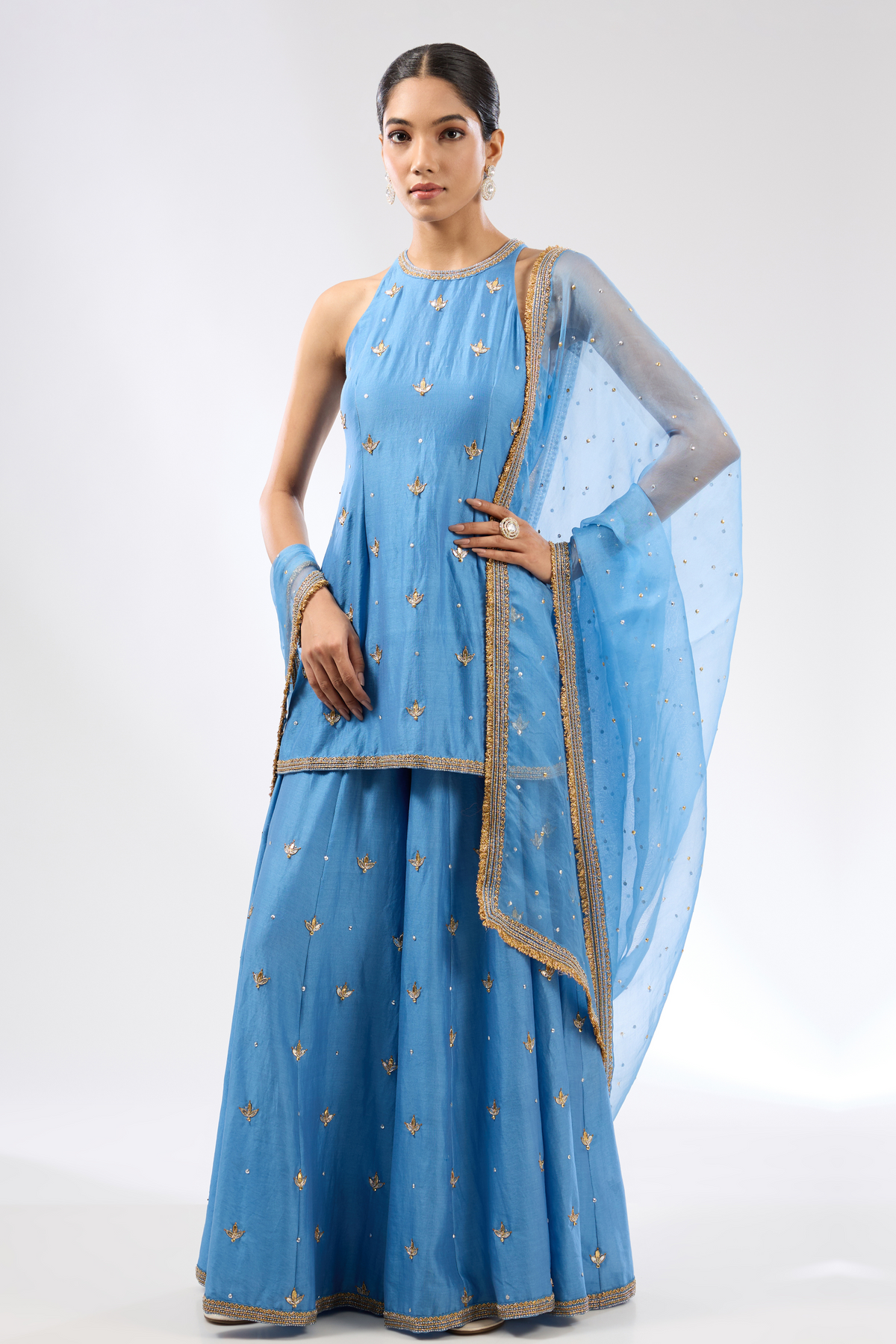 Gota Patti Blue Sharara Set