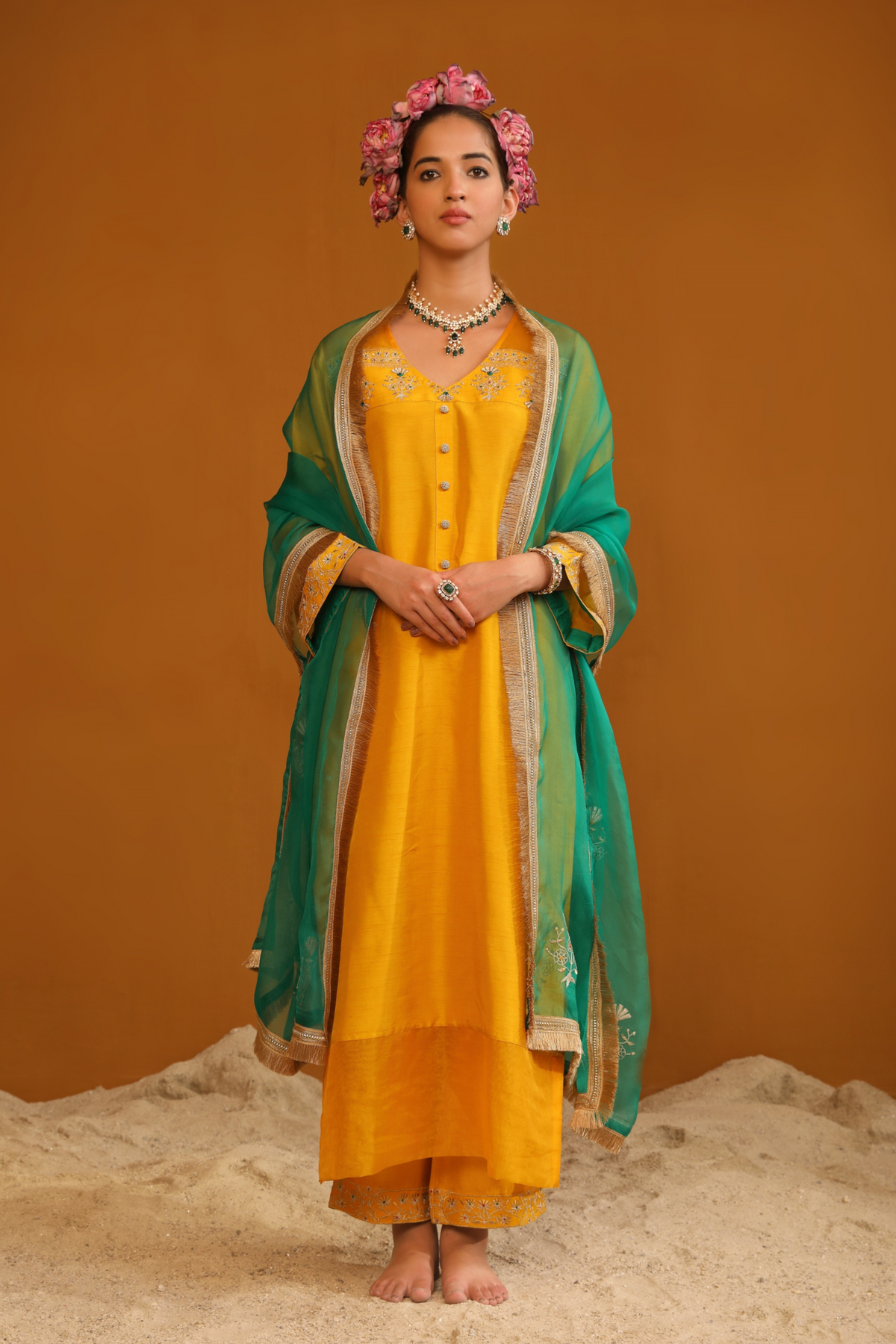 Zeenat Mustard Yellow Kurta Set