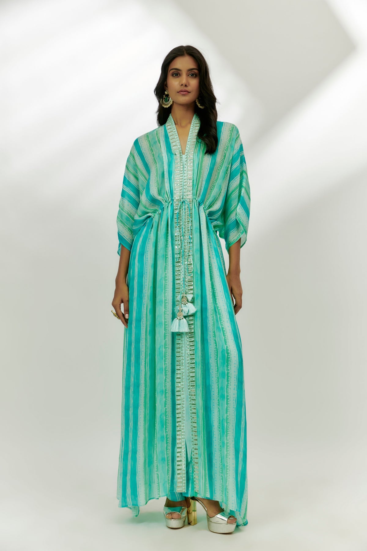 Cyan Blue Printed Kaftan