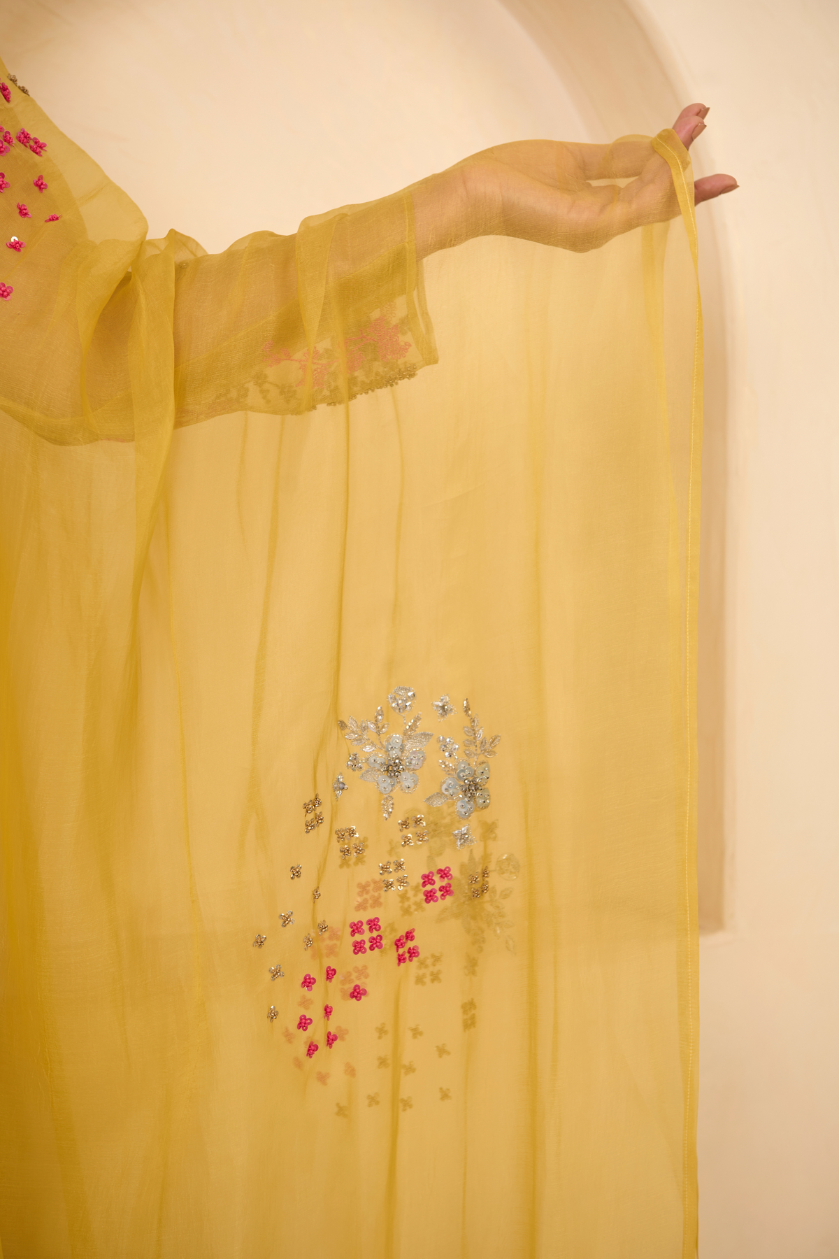 Yellow Organza Kurta Set