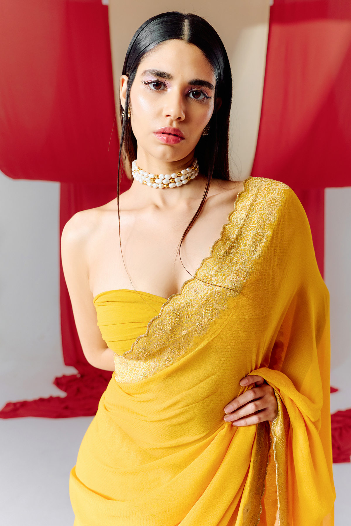 Handwoven Yellow Georgette Saree