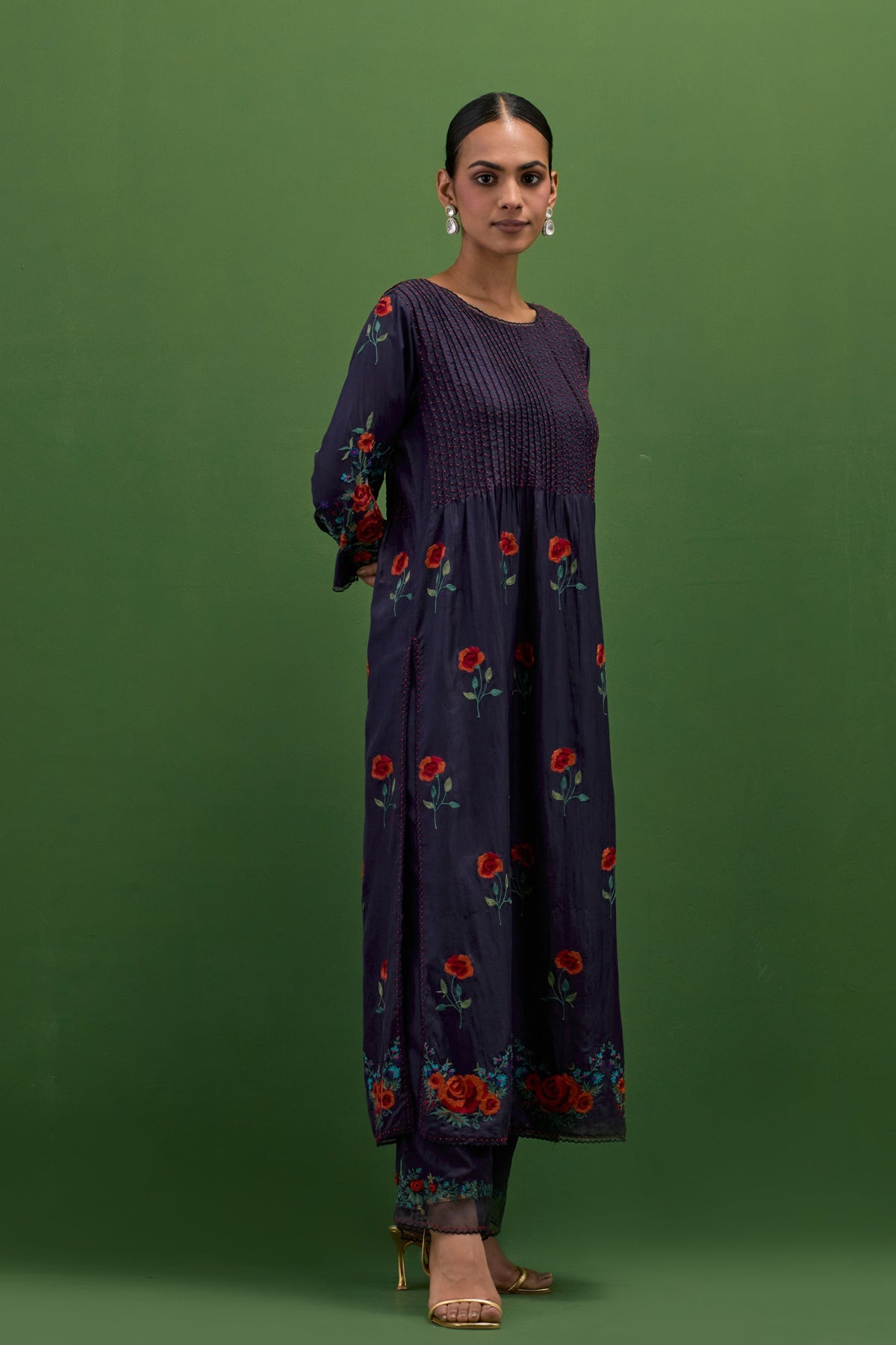 Midnight Blue Embroidery Kurta Set