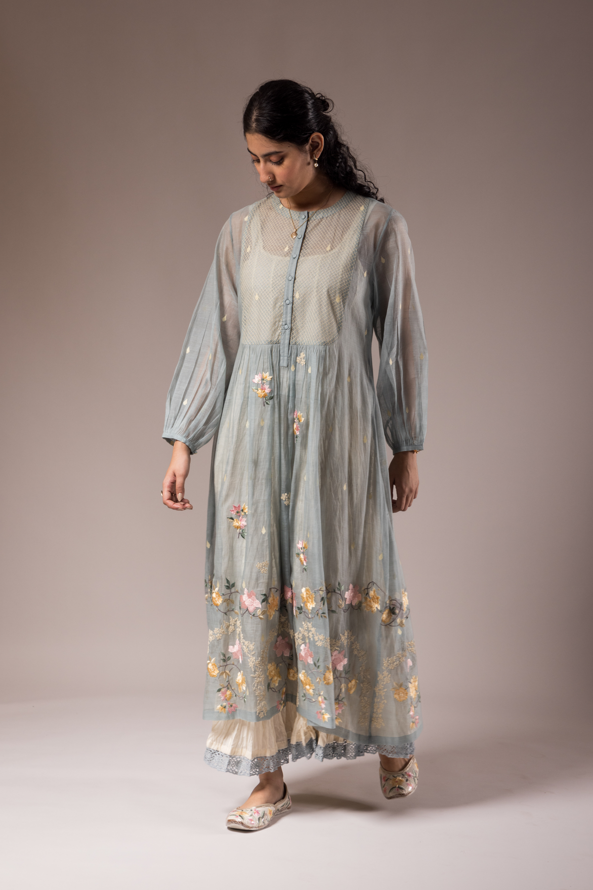 Sky Blue Chanderi Dress