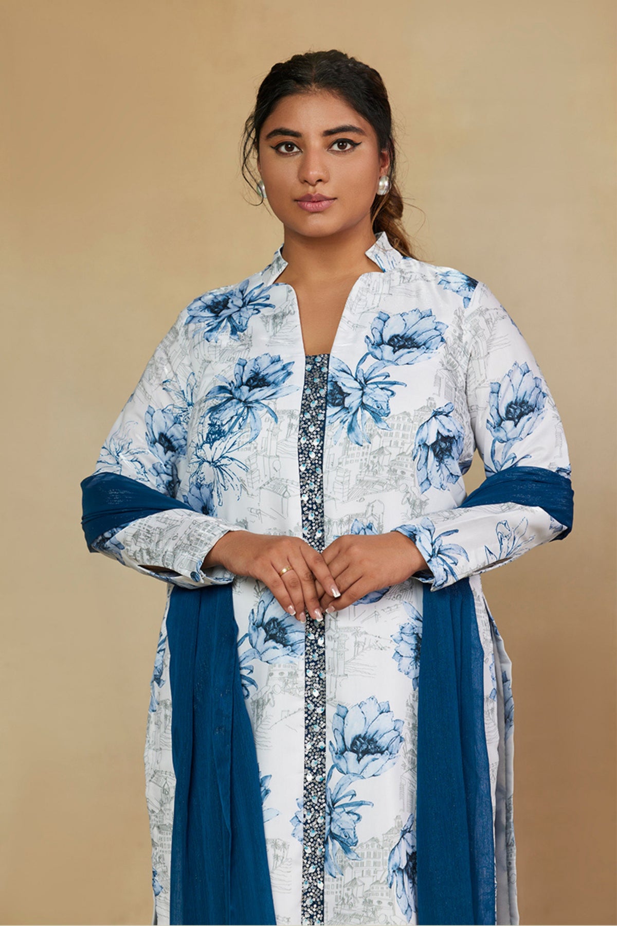 Blue Printed Full Kurta Set