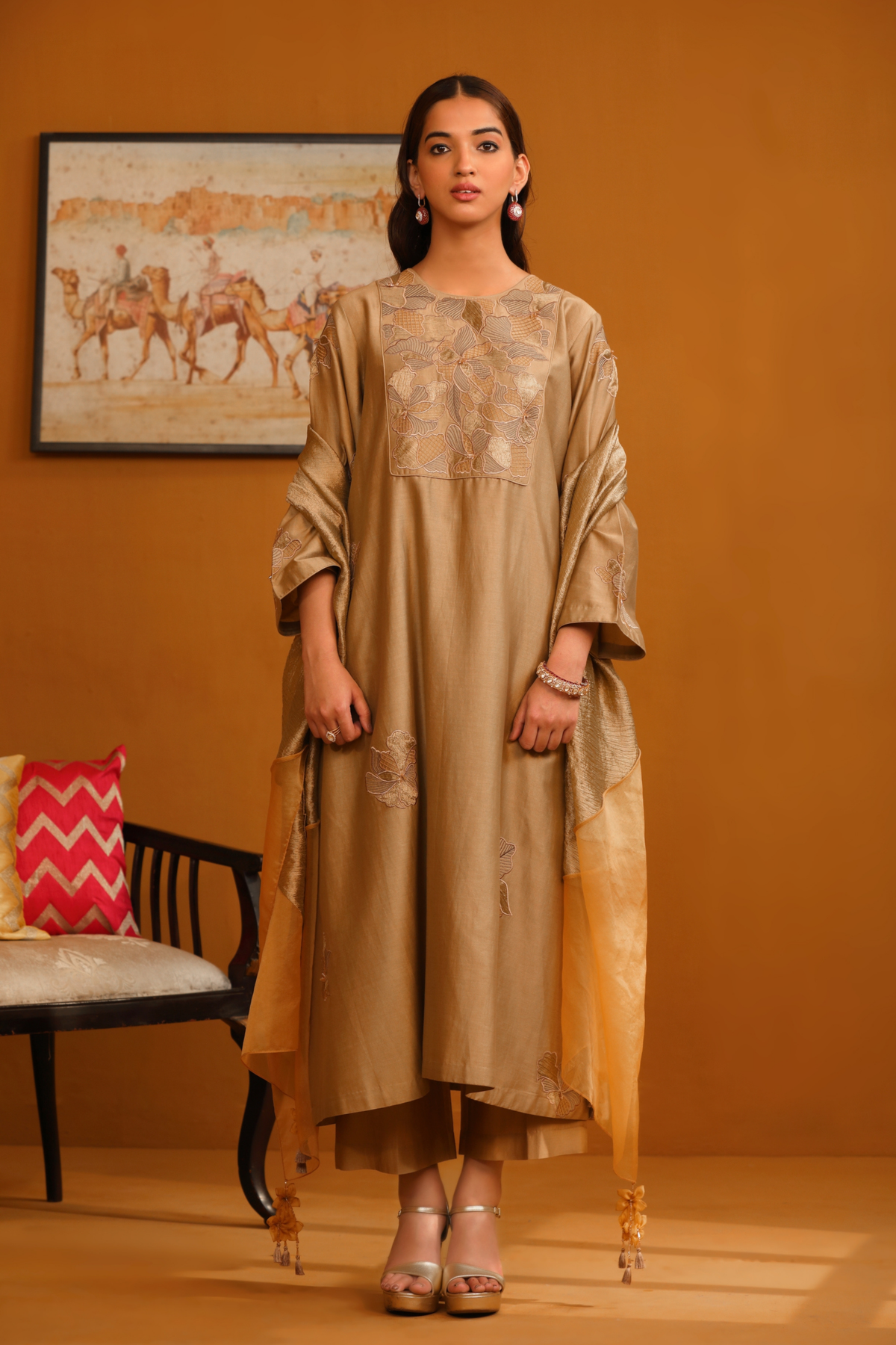 Nafeesa Applique Camel Suit Set