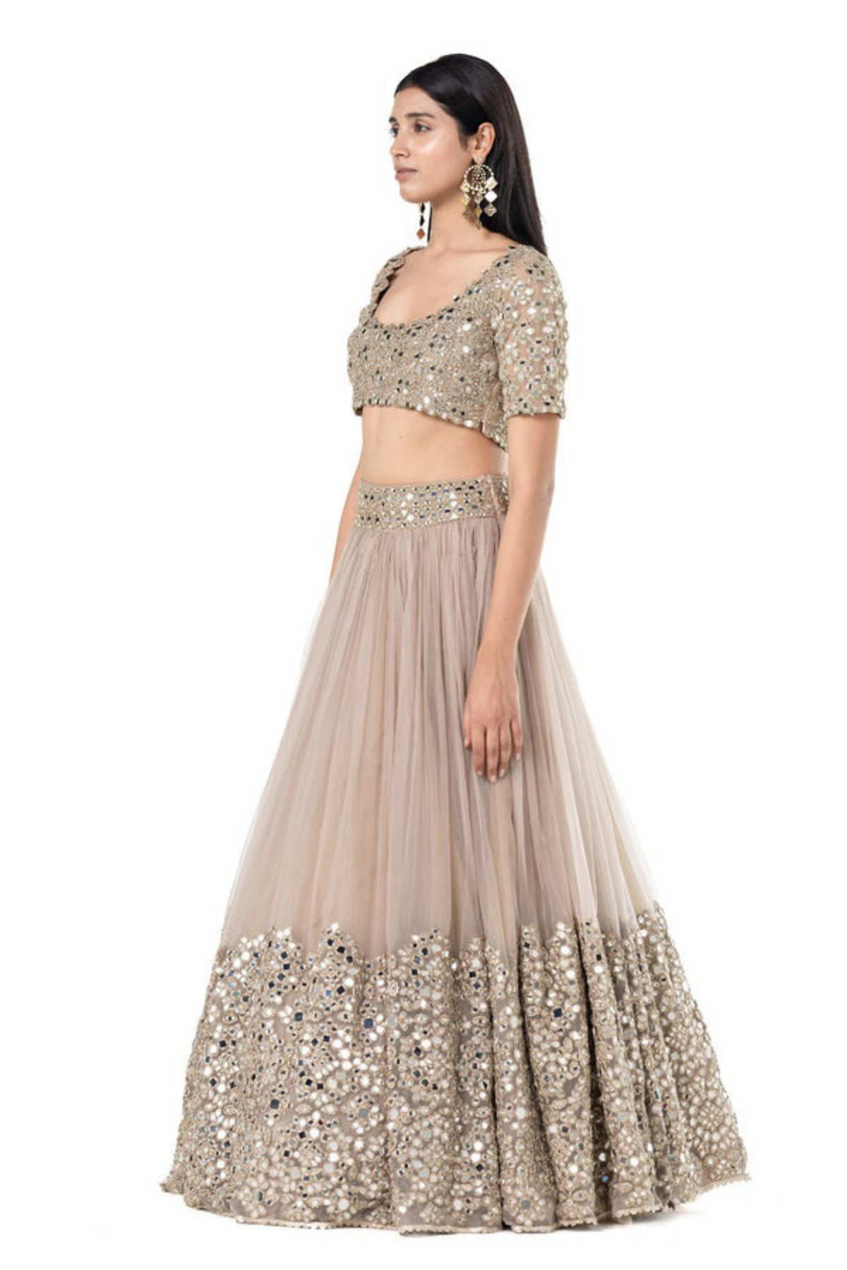 Moon Grey Organza Lehenga Set