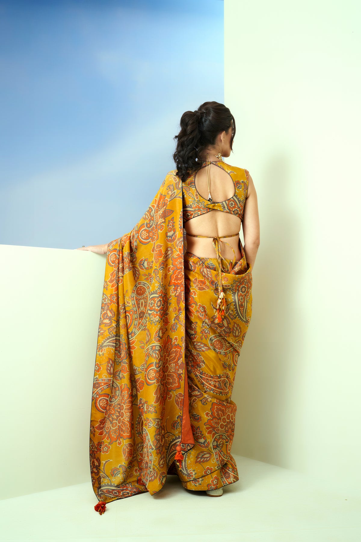 Yellow Printed Saree