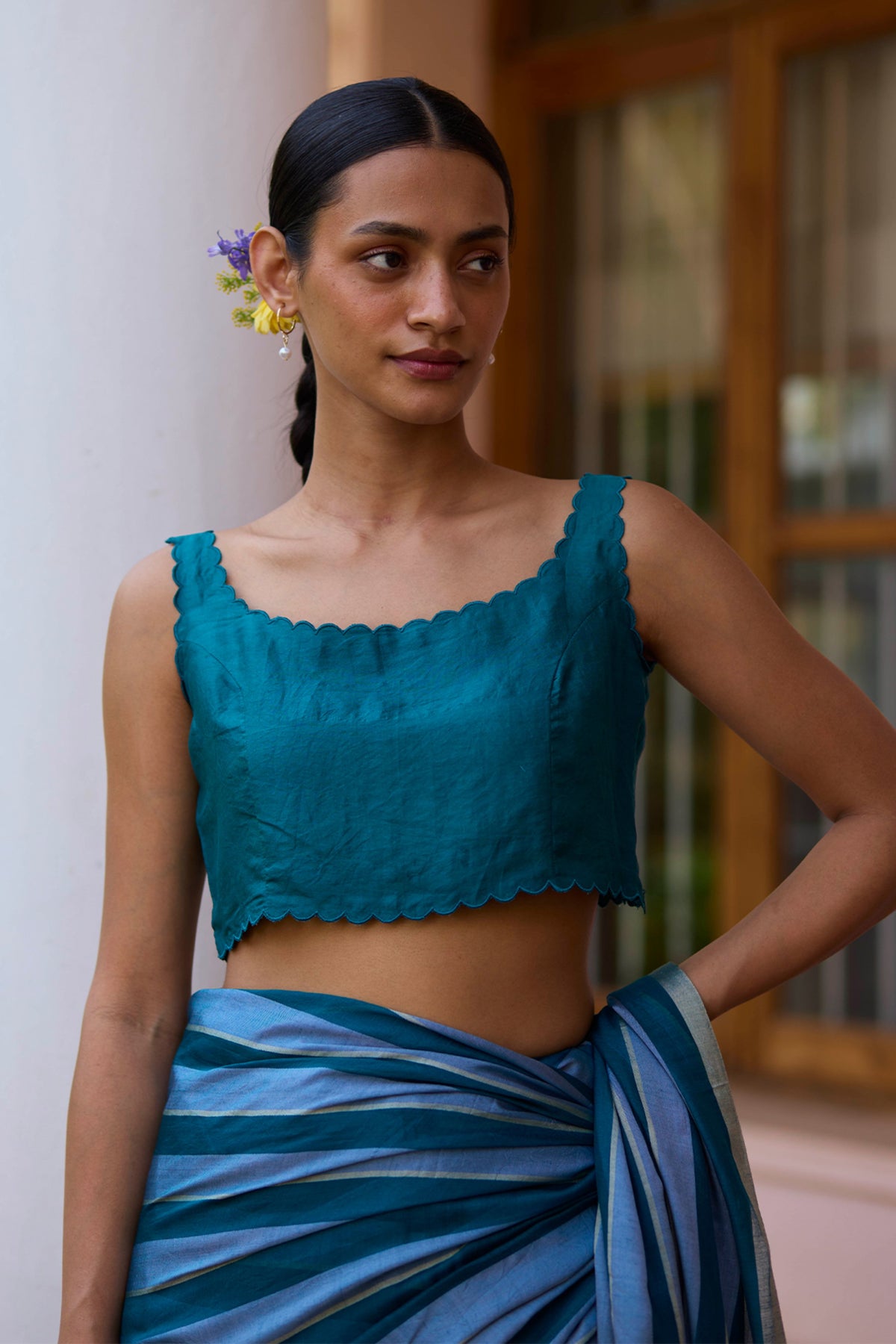 Solo Symphony Teal Saree