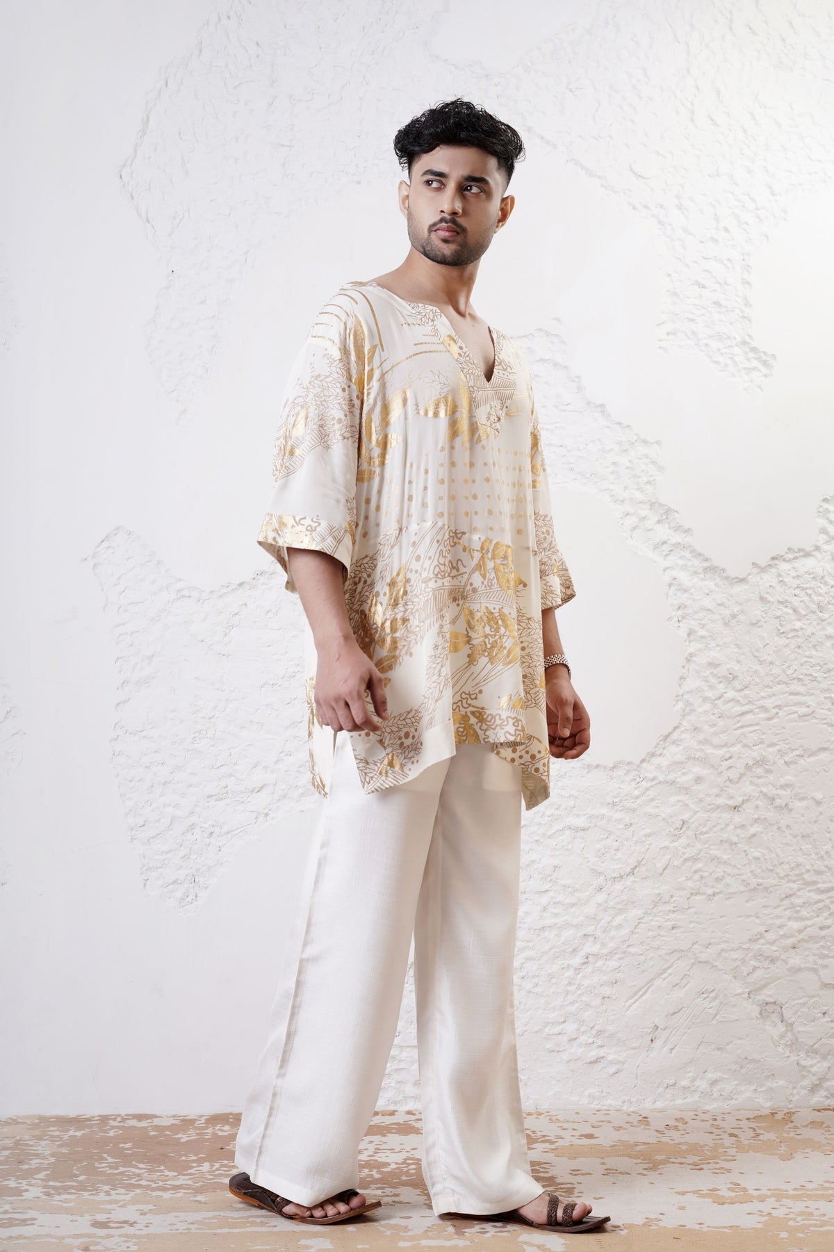 Gold Foil Men Kurta Set