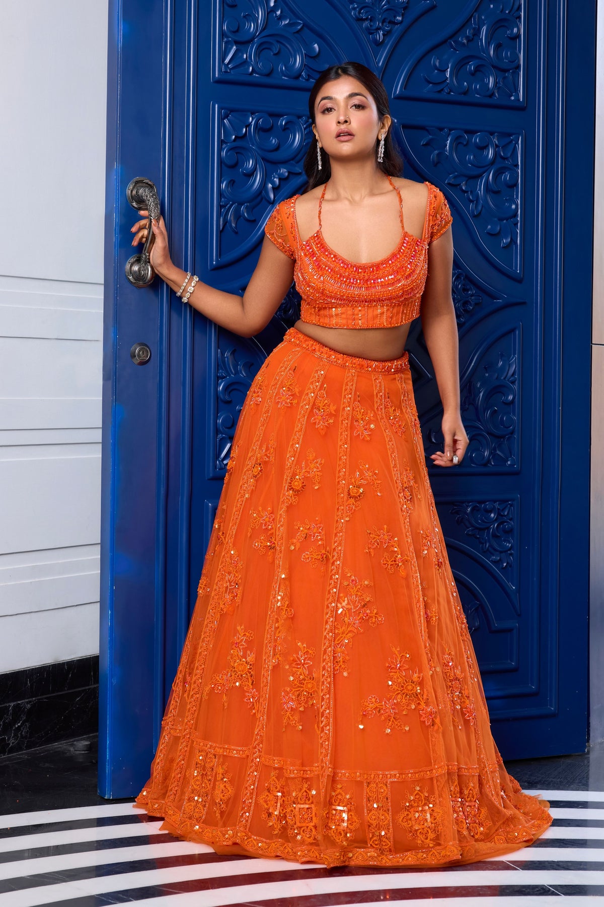 Orange Tonal Lehenga Set