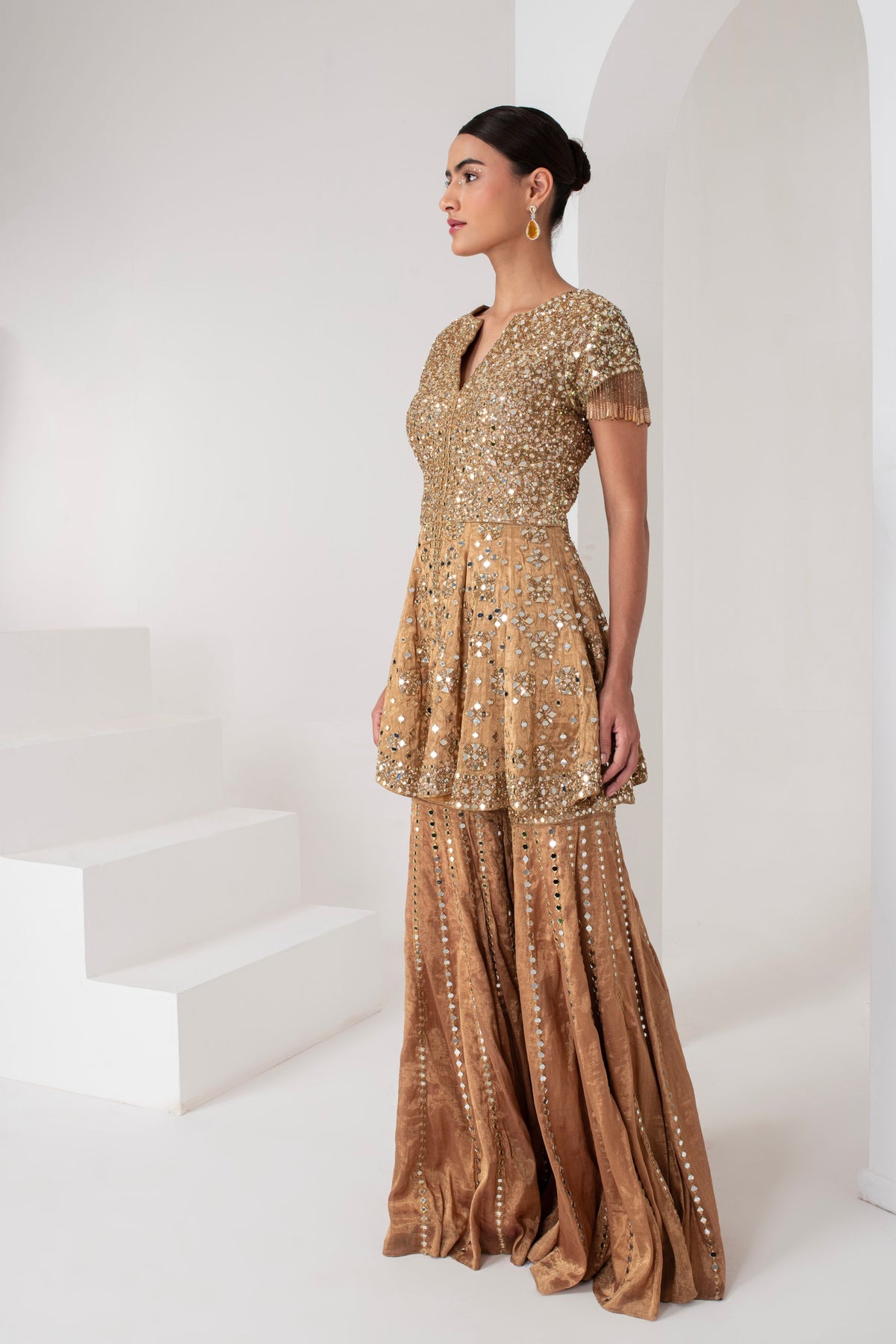 Gold Embellished Sharara Set